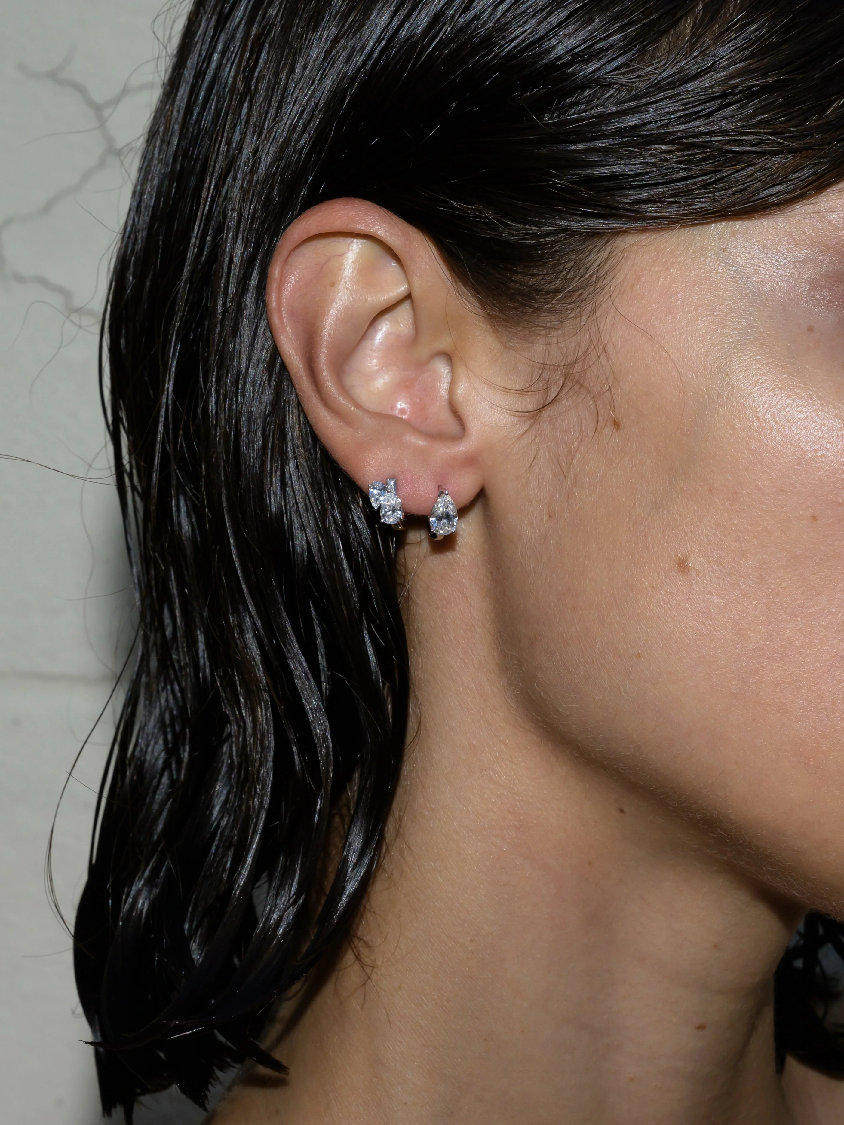 Dorsey - 14K DOUBLE PEAR - CUT HUGGIE EARRING IN LAB DIAMOND - Image 6