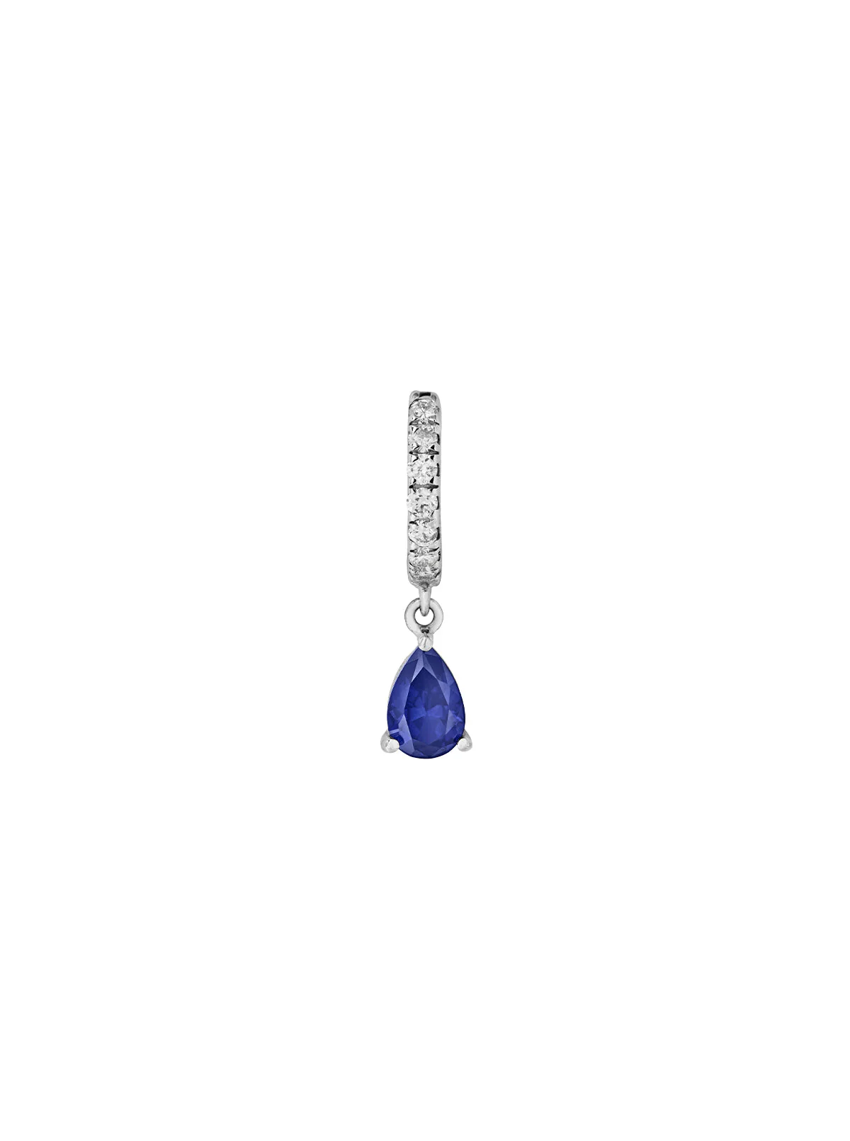 Dorsey - 14K PAVÉ PEAR - DROP HUGGIE EARRING IN LAB BLUE SAPPHIRE