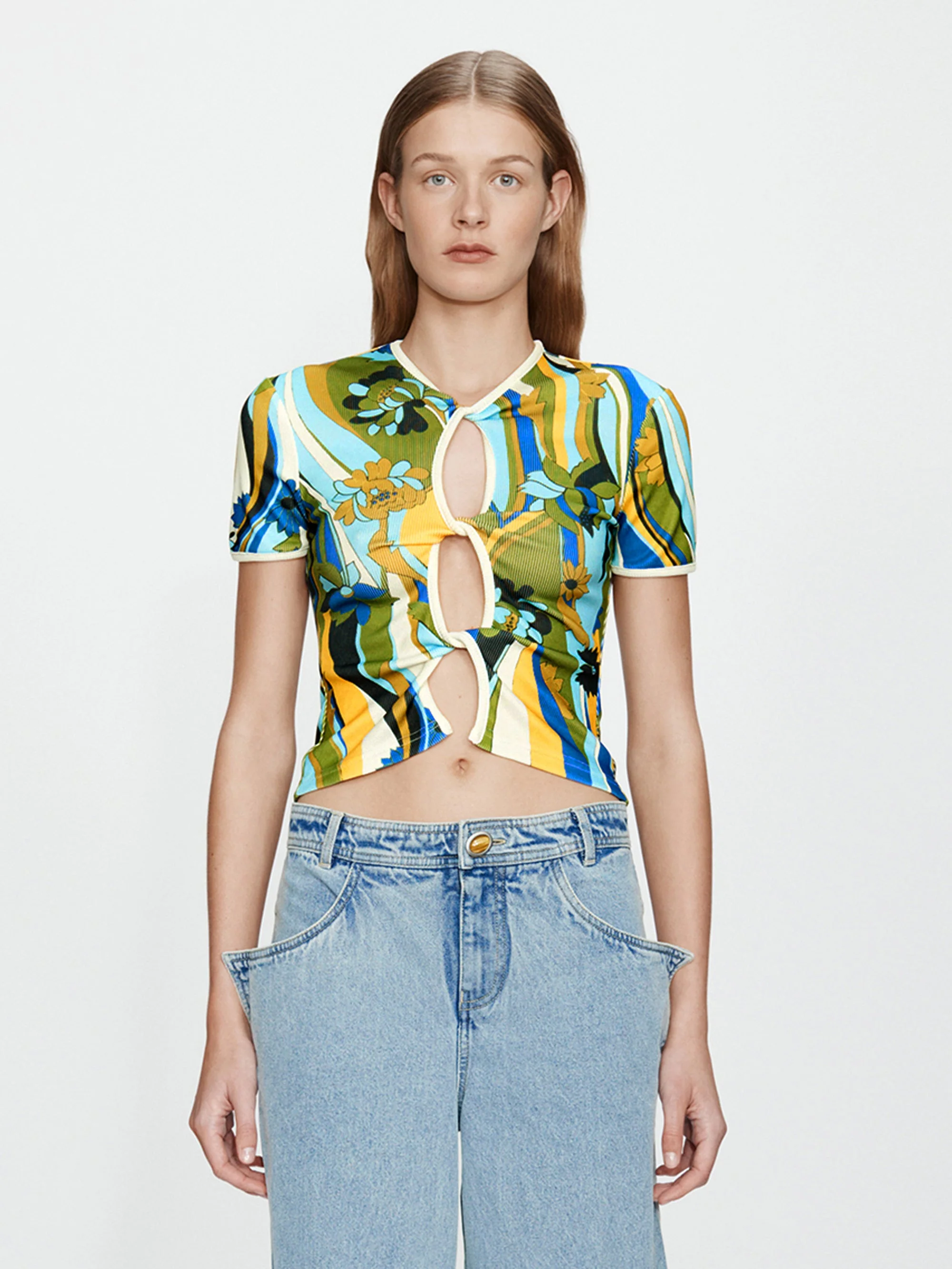 Christopher Esber - Acidic Floral Open Twist Tee