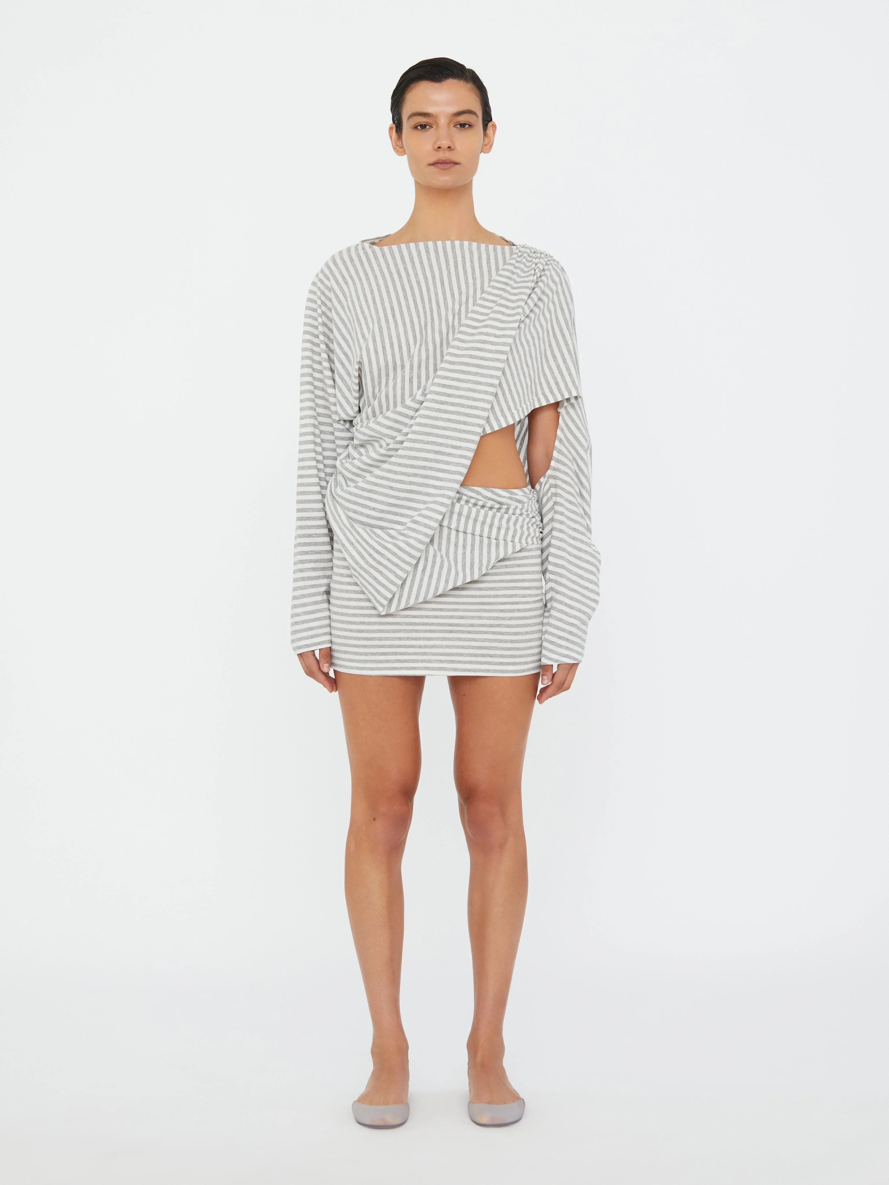 Christopher Esber - Aiba Draped Cotton Jersey Long Sleeve Dress