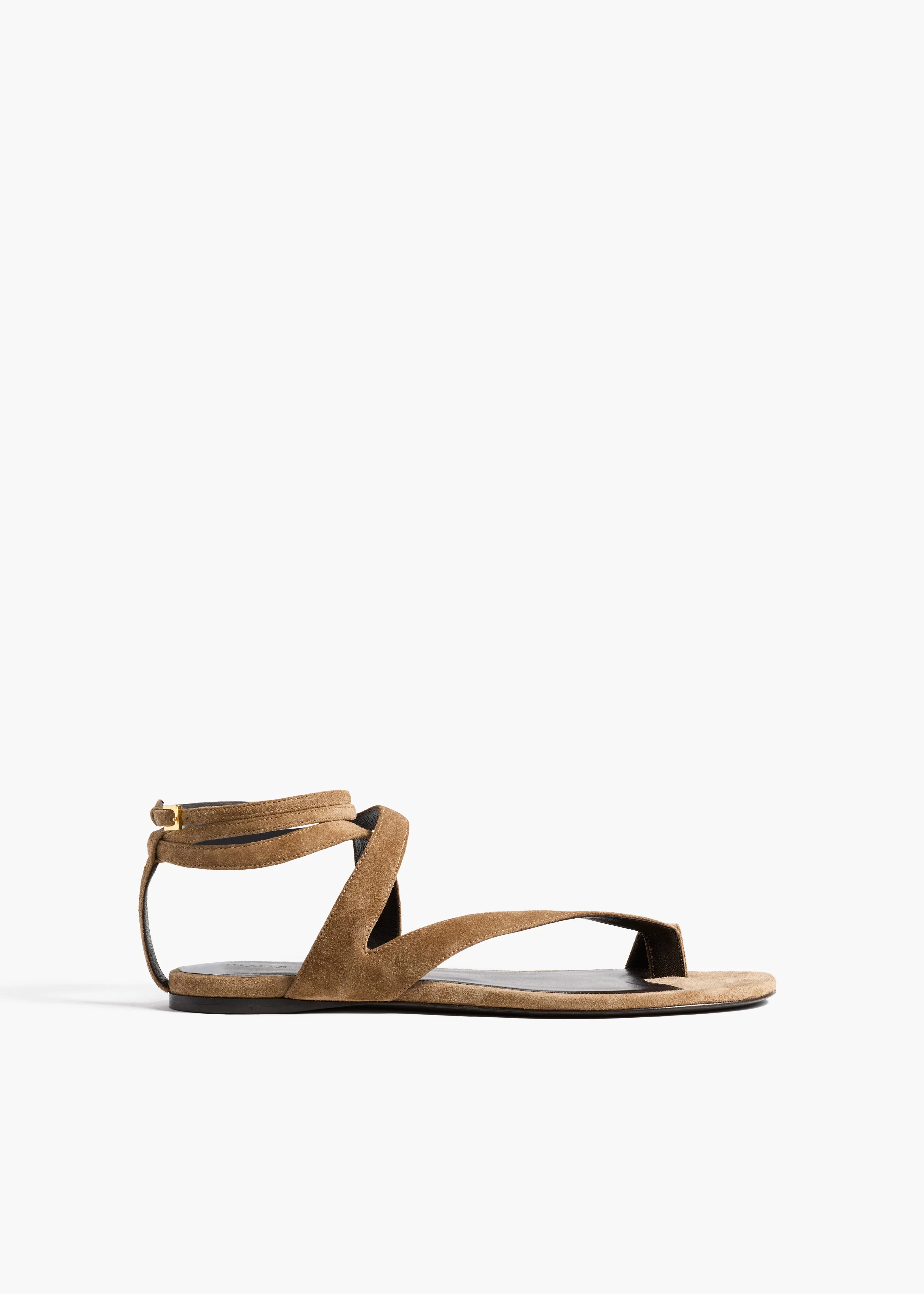 Khaite - Aimee Ankle Strap Flat Sandal in Taupe Suede - Image 6