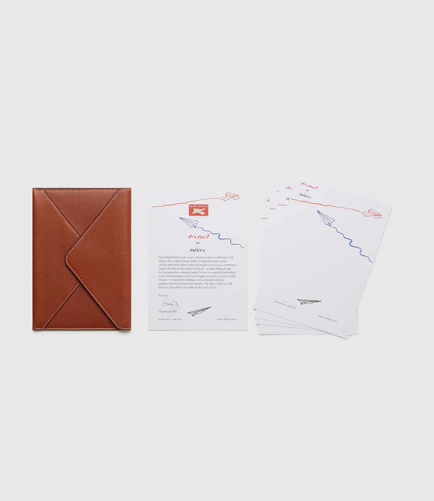 Metier - Air Mail x Métier A6 Leather Envelope Buffalo Cognac - Image 2