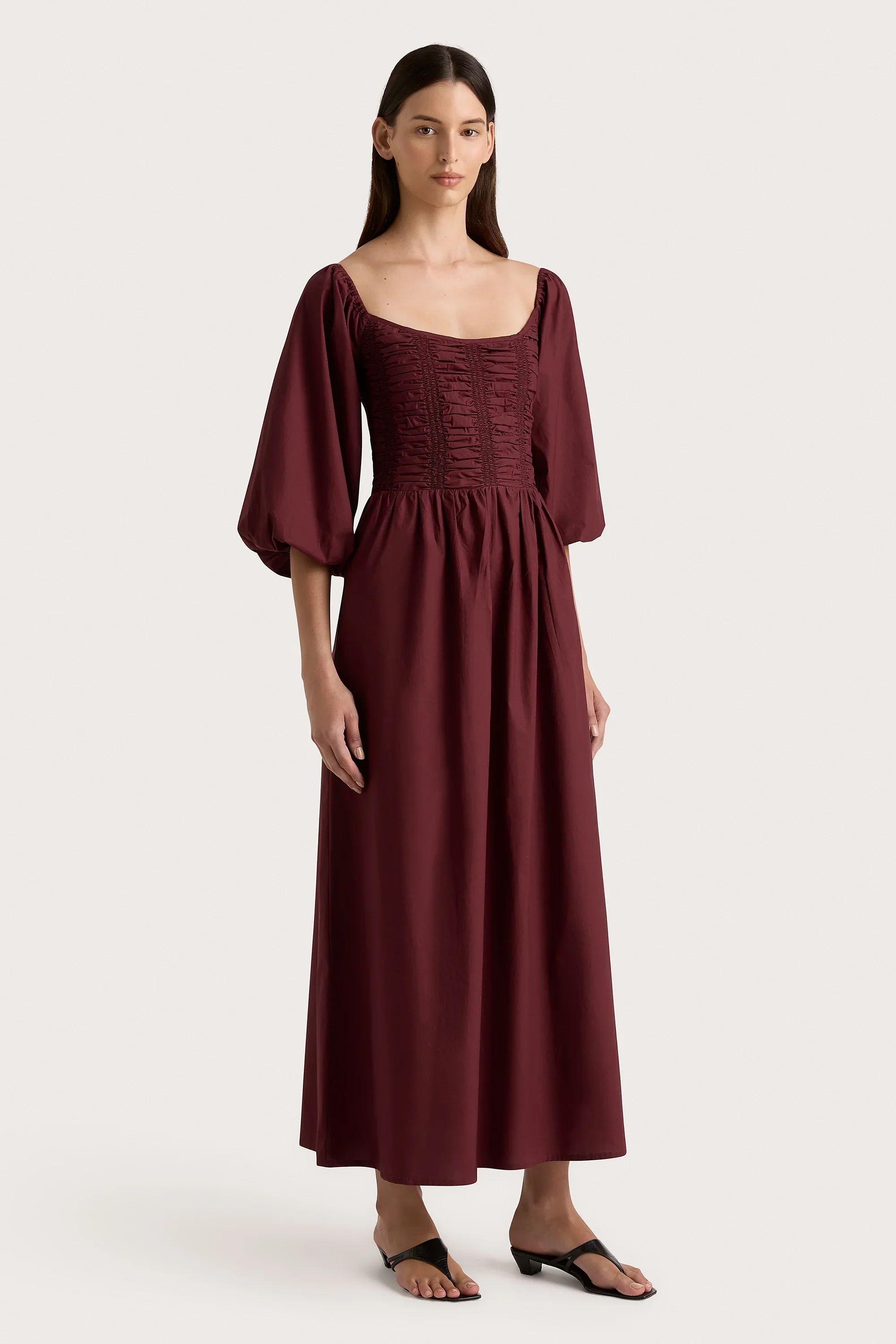 Faithfull - Alma Midi Dress Bordeaux - Final Sale - Image 3