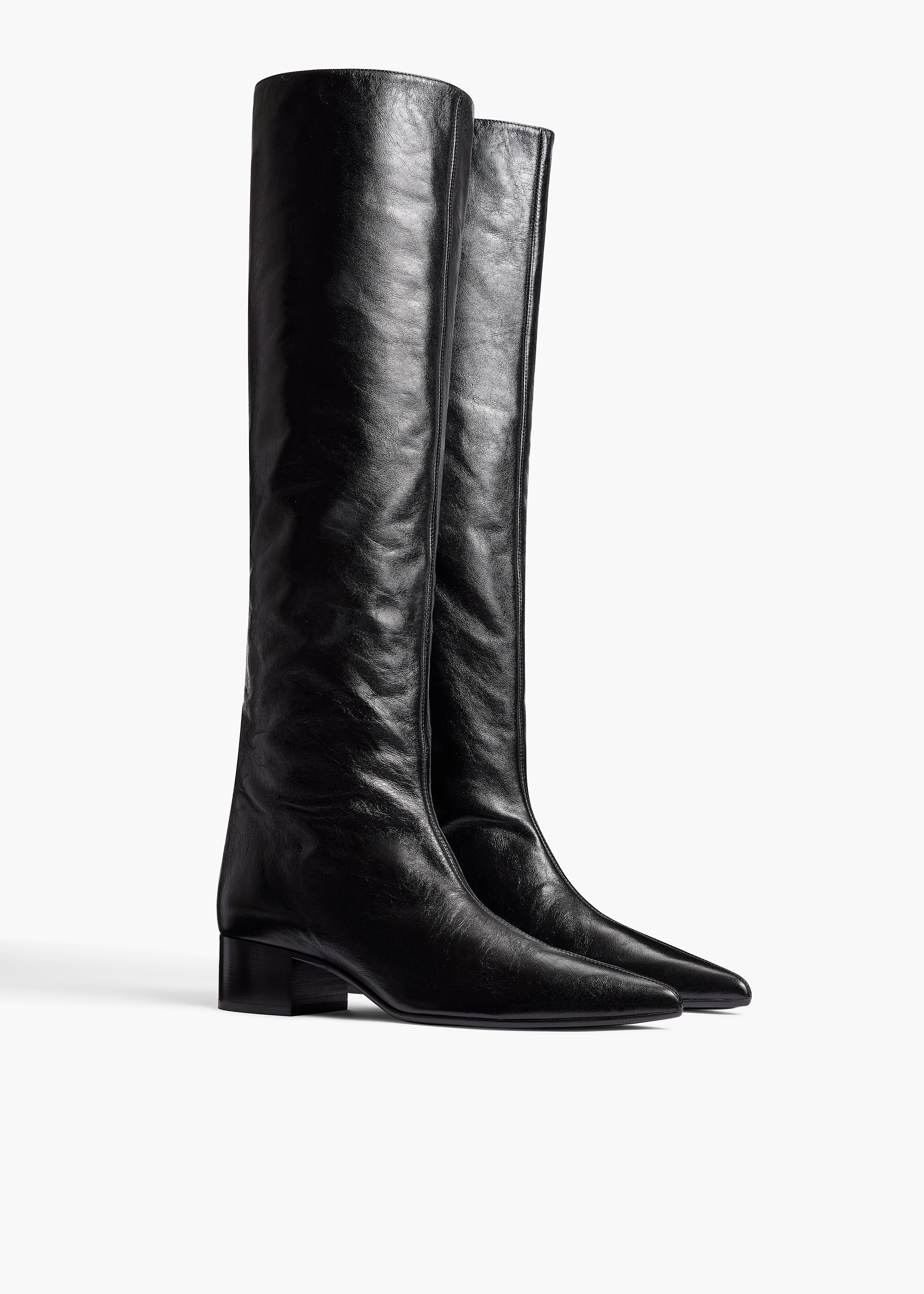 Khaite - Andee Knee - High Boot in Black Glazed Leather - Image 8