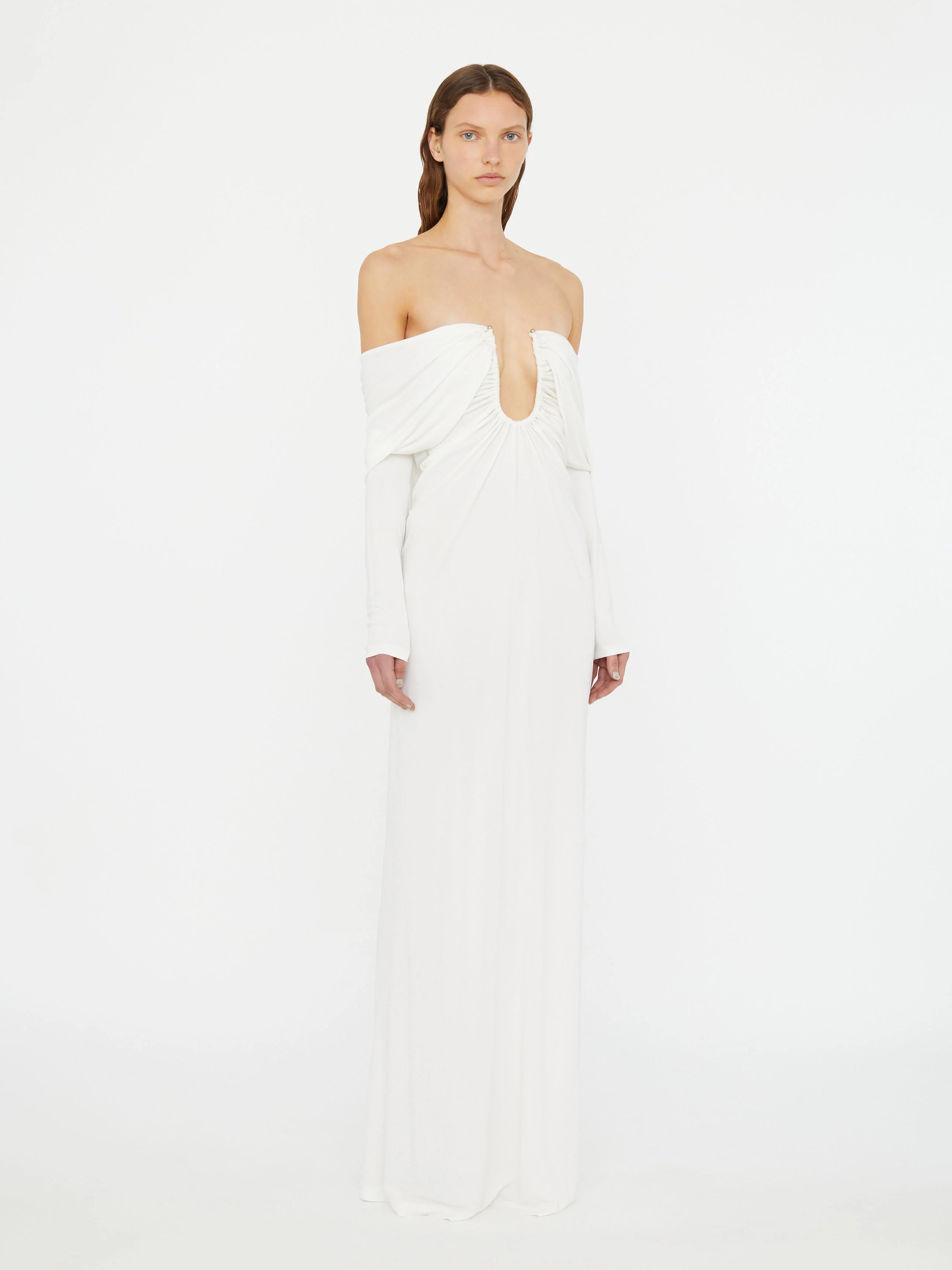 Christopher Esber - Arced Palm Strapless Shawl Gown - Image 3