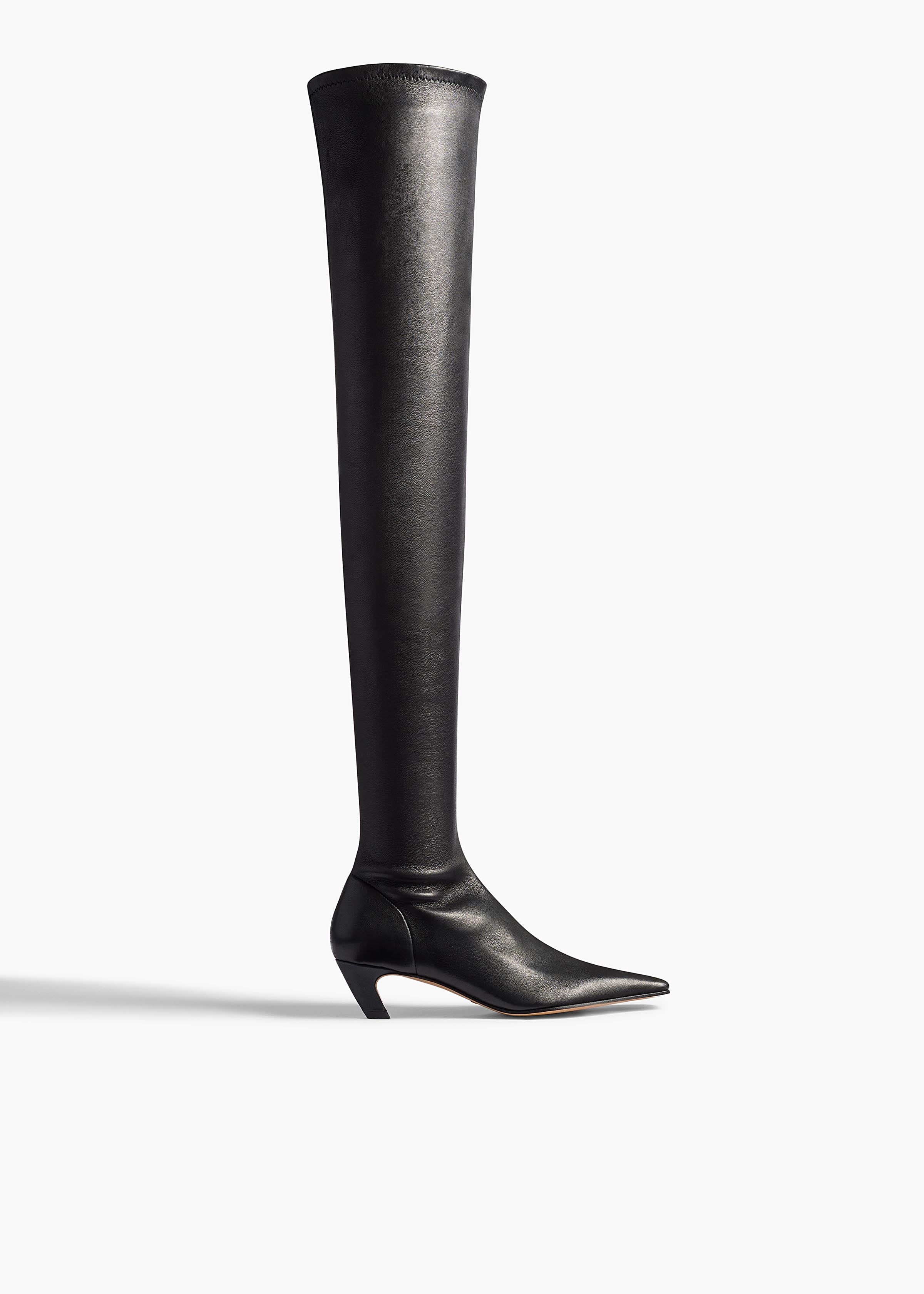 Khaite - Arizona Over - the - Knee Stretch Boot in Black Nappa Leather - Image 8