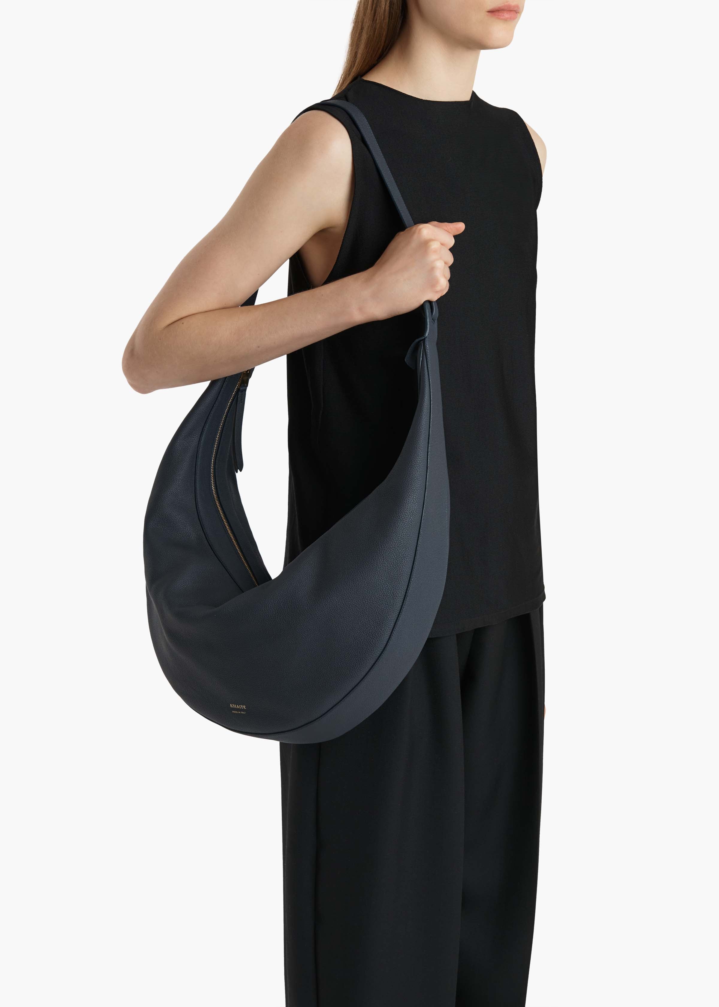 Khaite - Augustina Hobo in Midnight Pebbled Leather - Image 13