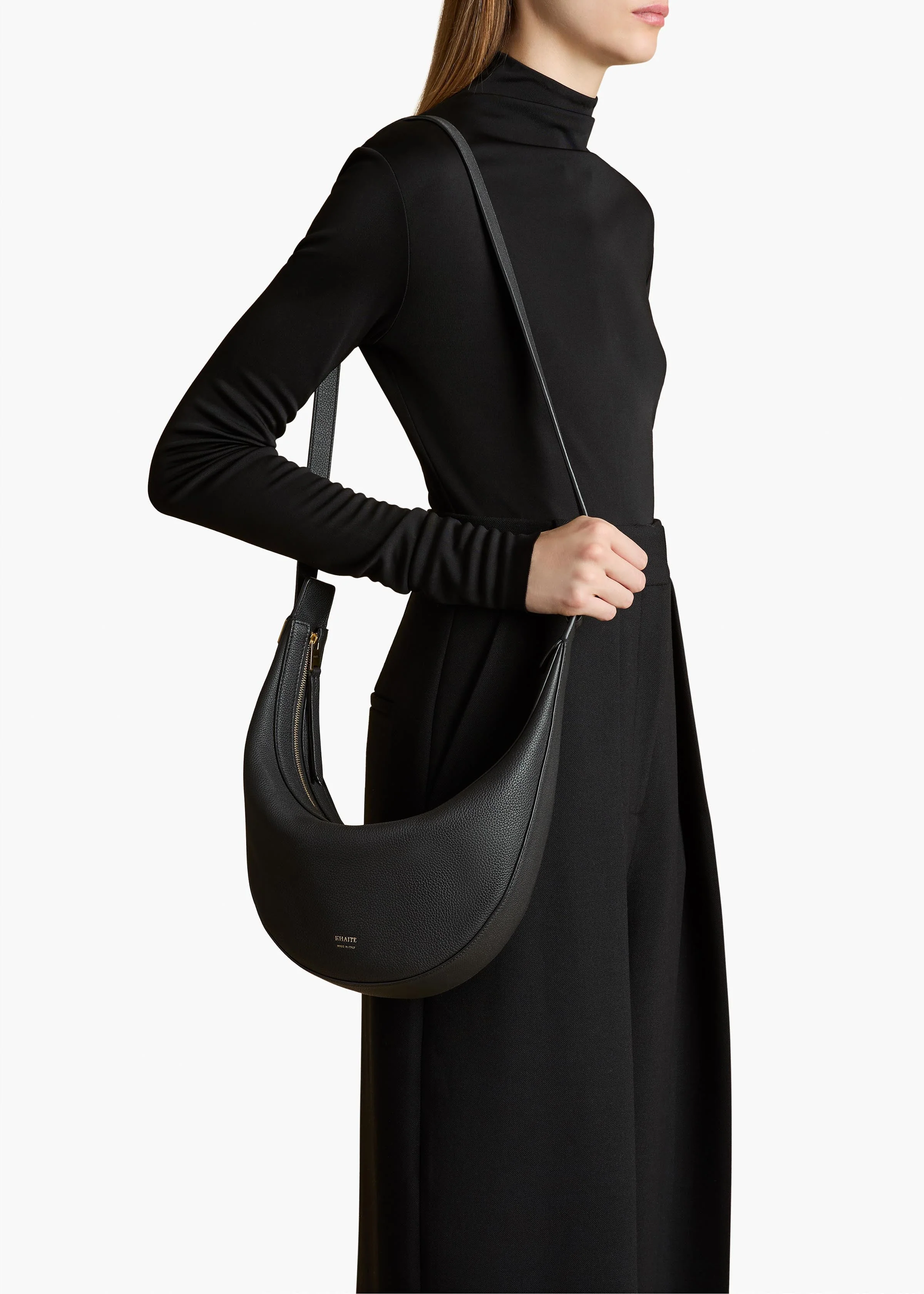 Khaite - Small Augustina Crossbody Bag in Black Pebbled Leather - Image 5