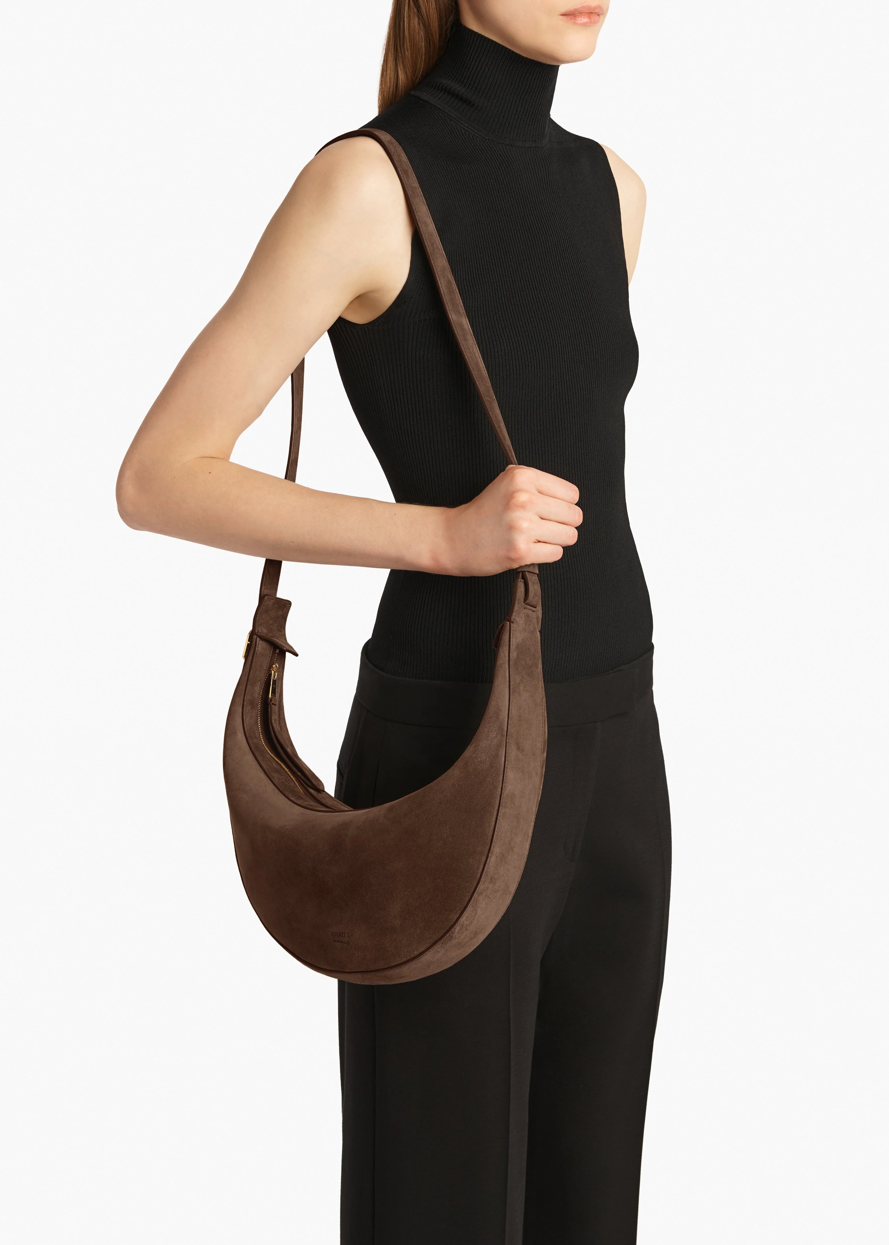 Khaite - Small Augustina Crossbody Bag in Cedar Suede - Image 12