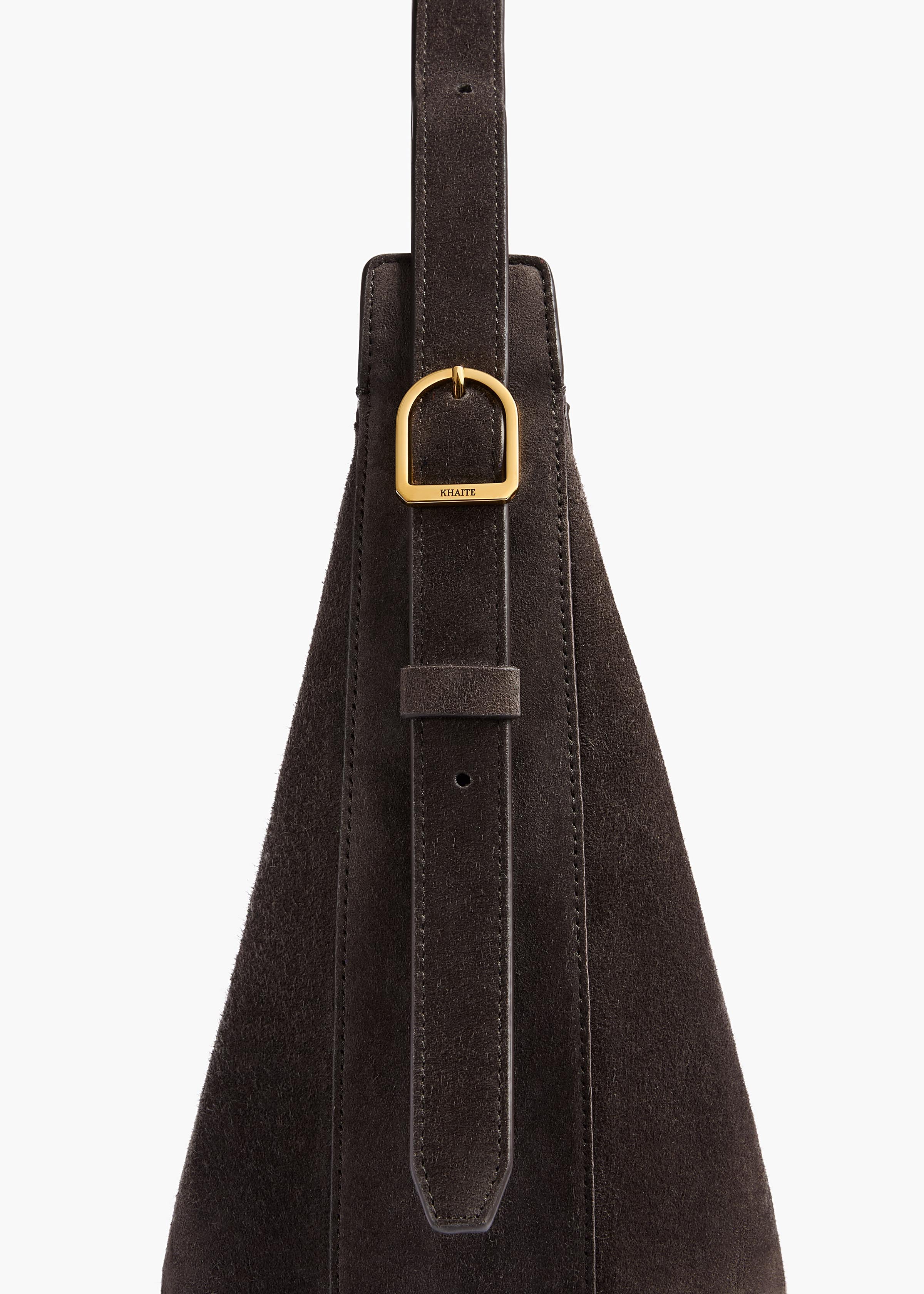 Khaite - Small Augustina Crossbody Bag in Dark Brown Suede - Image 4