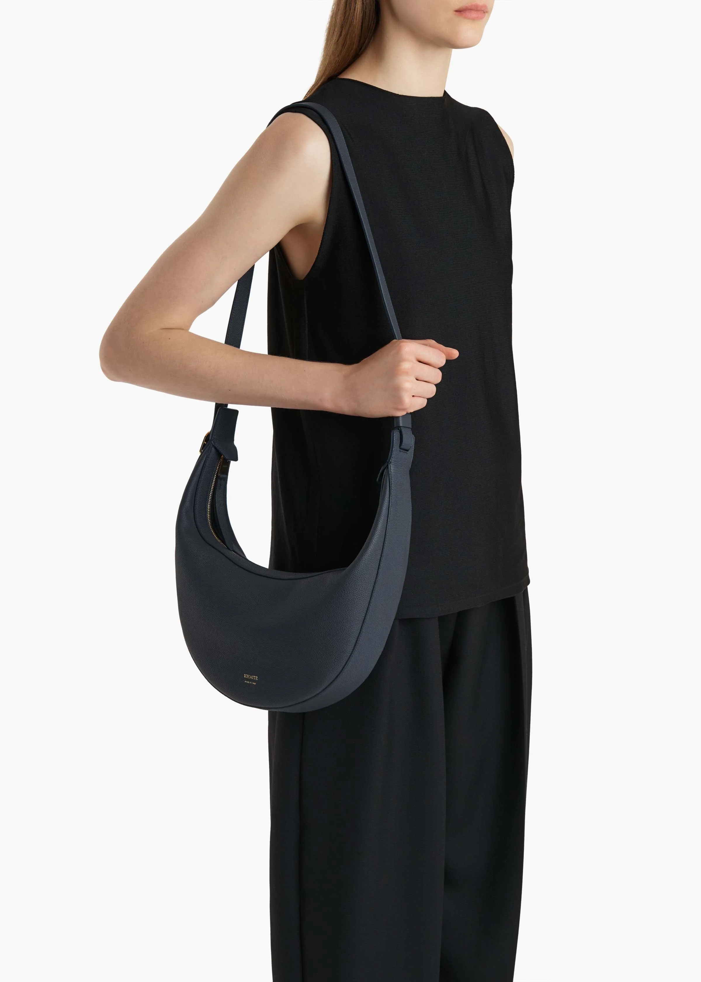 Khaite - Small Augustina Crossbody Bag in Midnight Pebbled Leather - Image 11