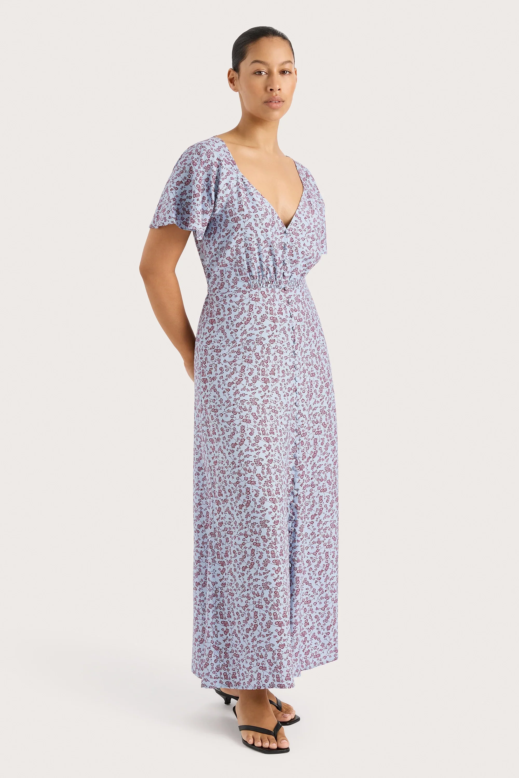 Faithfull - Aurelia Midi Dress Amaryllis Floral Blue - Final Sale - Image 3