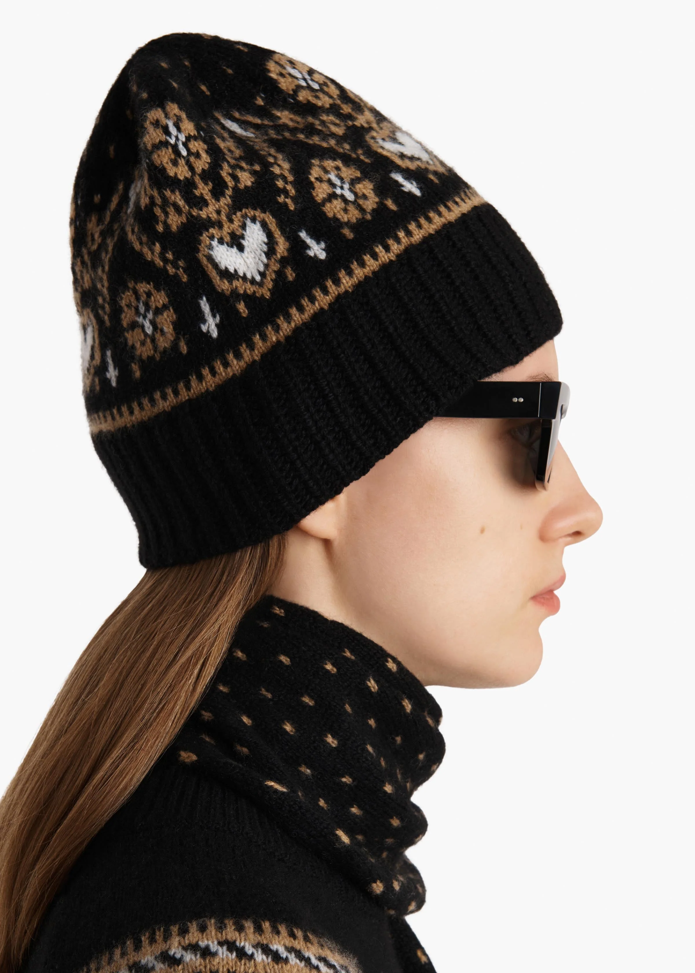 Khaite - Avers Beanie in Black and Camel Multi - Image 2