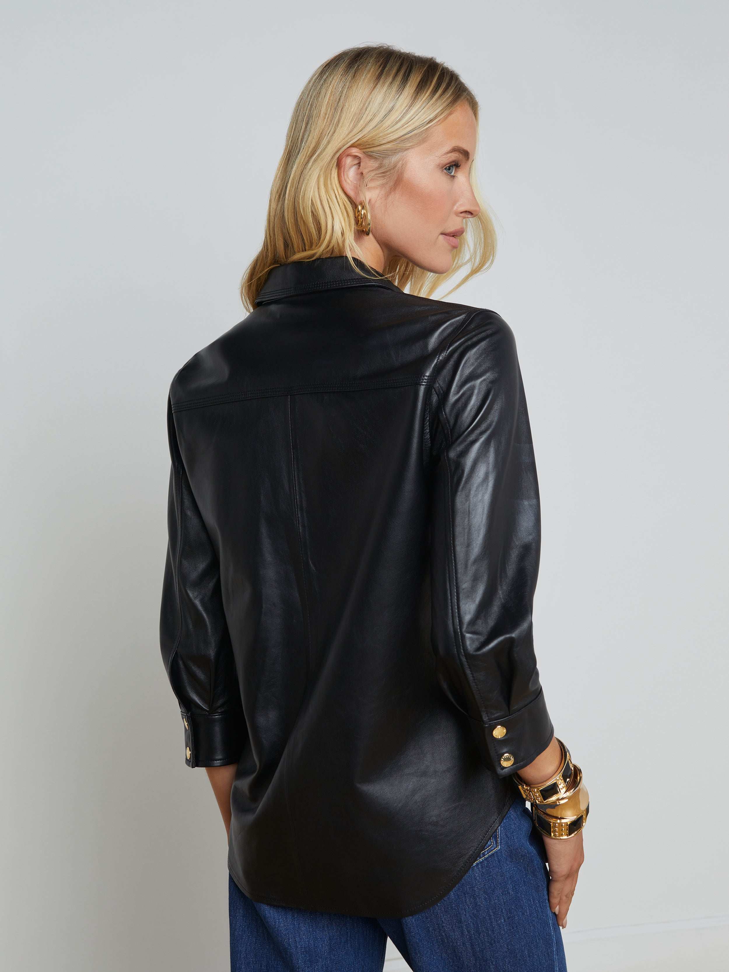 L'AGENCE - Avina Leather Shirt - Image 6
