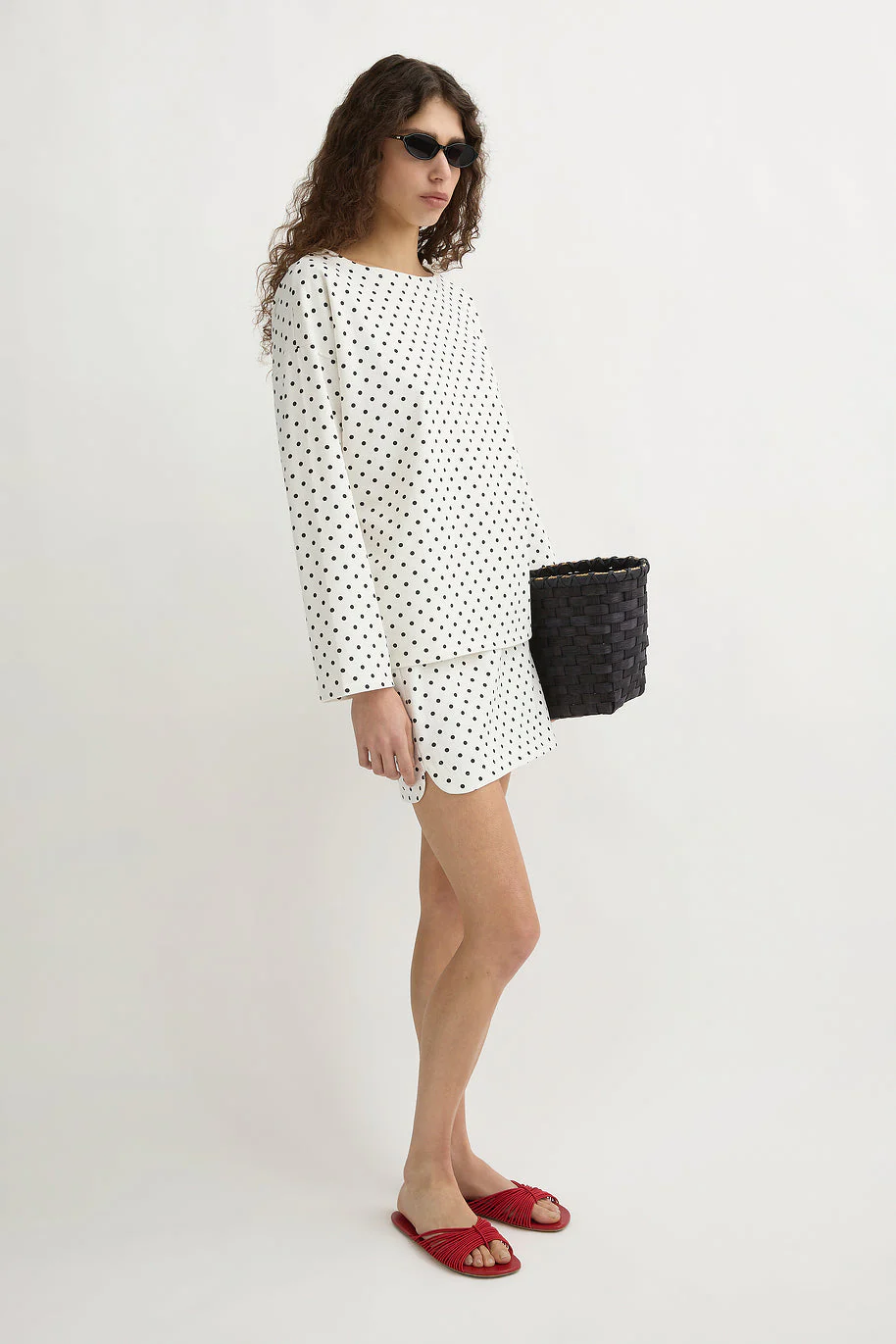 Posse - BEA LONG SLEEVE TOP - CREAM BLACK POLKA DOT - Image 3