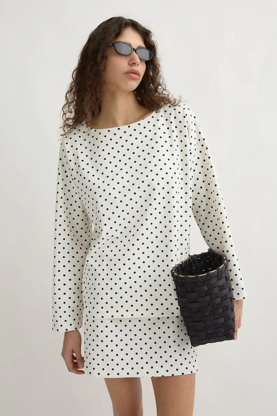 Posse - BEA LONG SLEEVE TOP - CREAM BLACK POLKA DOT - Image 6