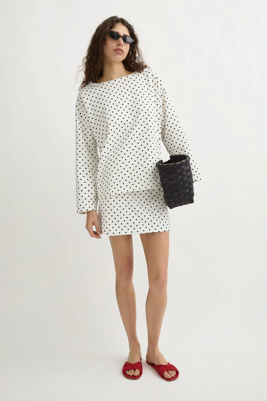 Posse - BEA LONG SLEEVE TOP - CREAM BLACK POLKA DOT - Image 7