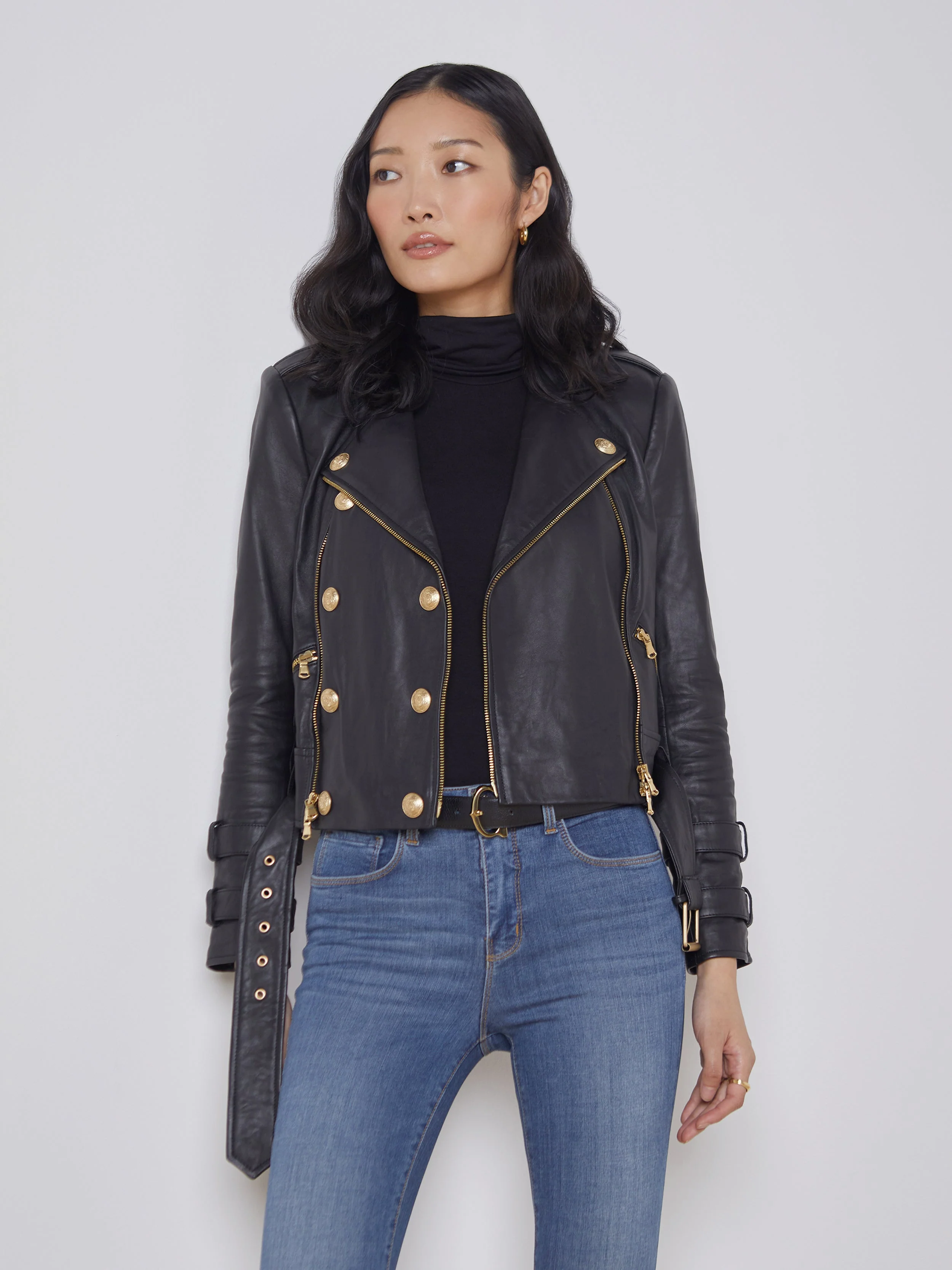 L'AGENCE - Billie Belted Leather Jacket - Image 6