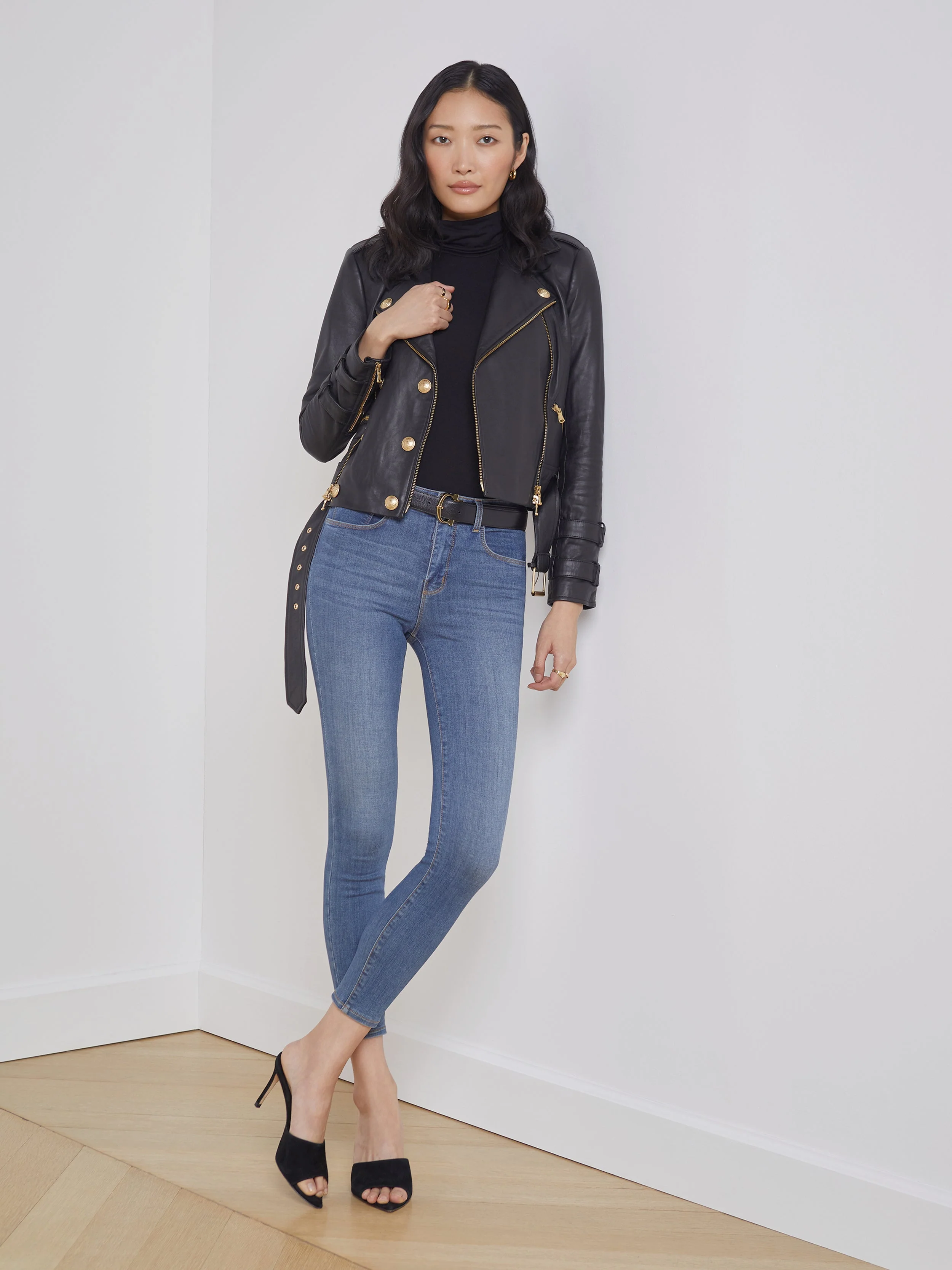 L'AGENCE - Billie Belted Leather Jacket - Image 7