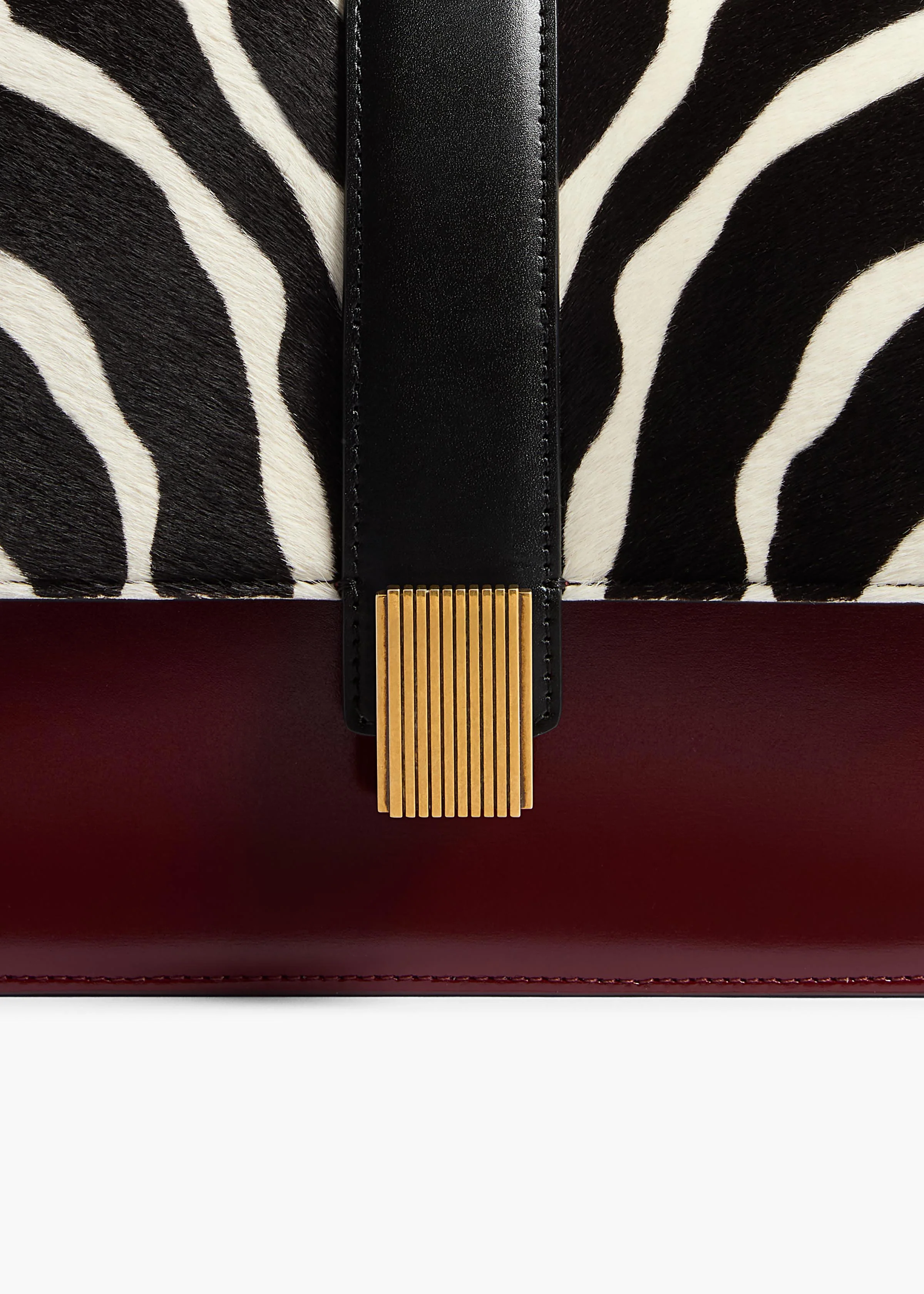 Khaite - Blake Crossbody Bag in Zebra Print Haircalf and Oxblood Leather - Image 10