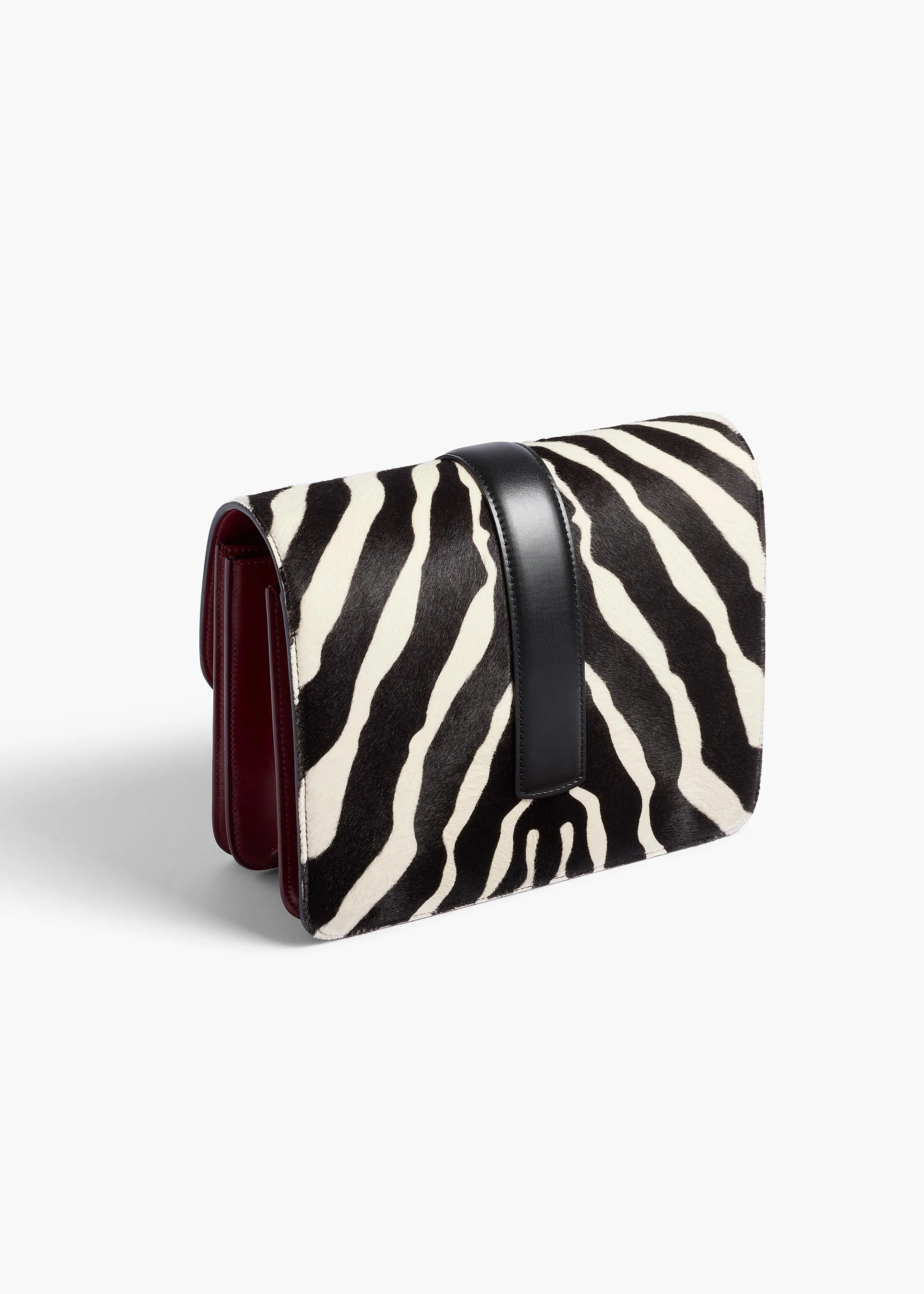 Khaite - Blake Crossbody Bag in Zebra Print Haircalf and Oxblood Leather - Image 2