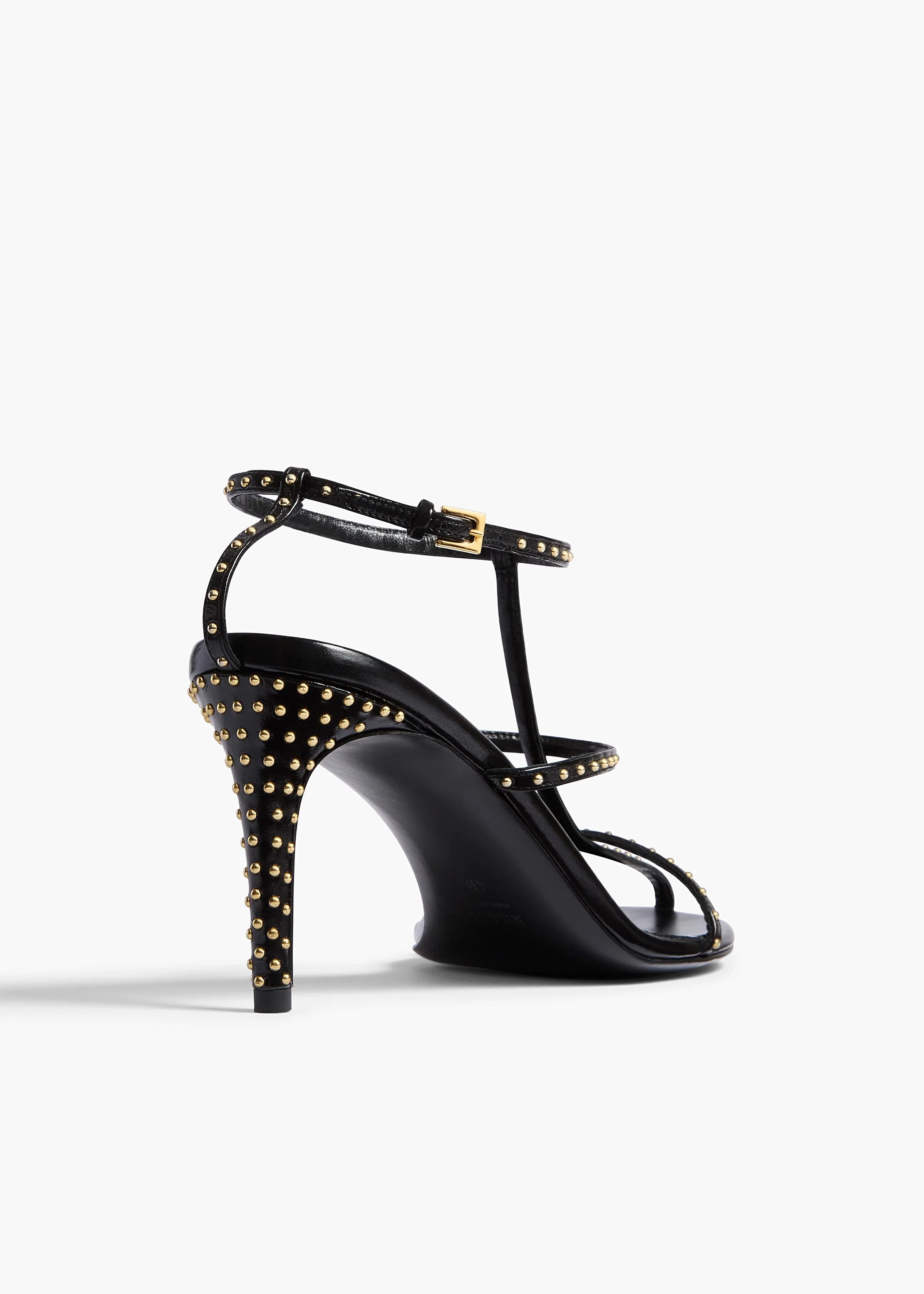 Khaite - Cage Sandal in Black Leather with Gold Studs - Image 3