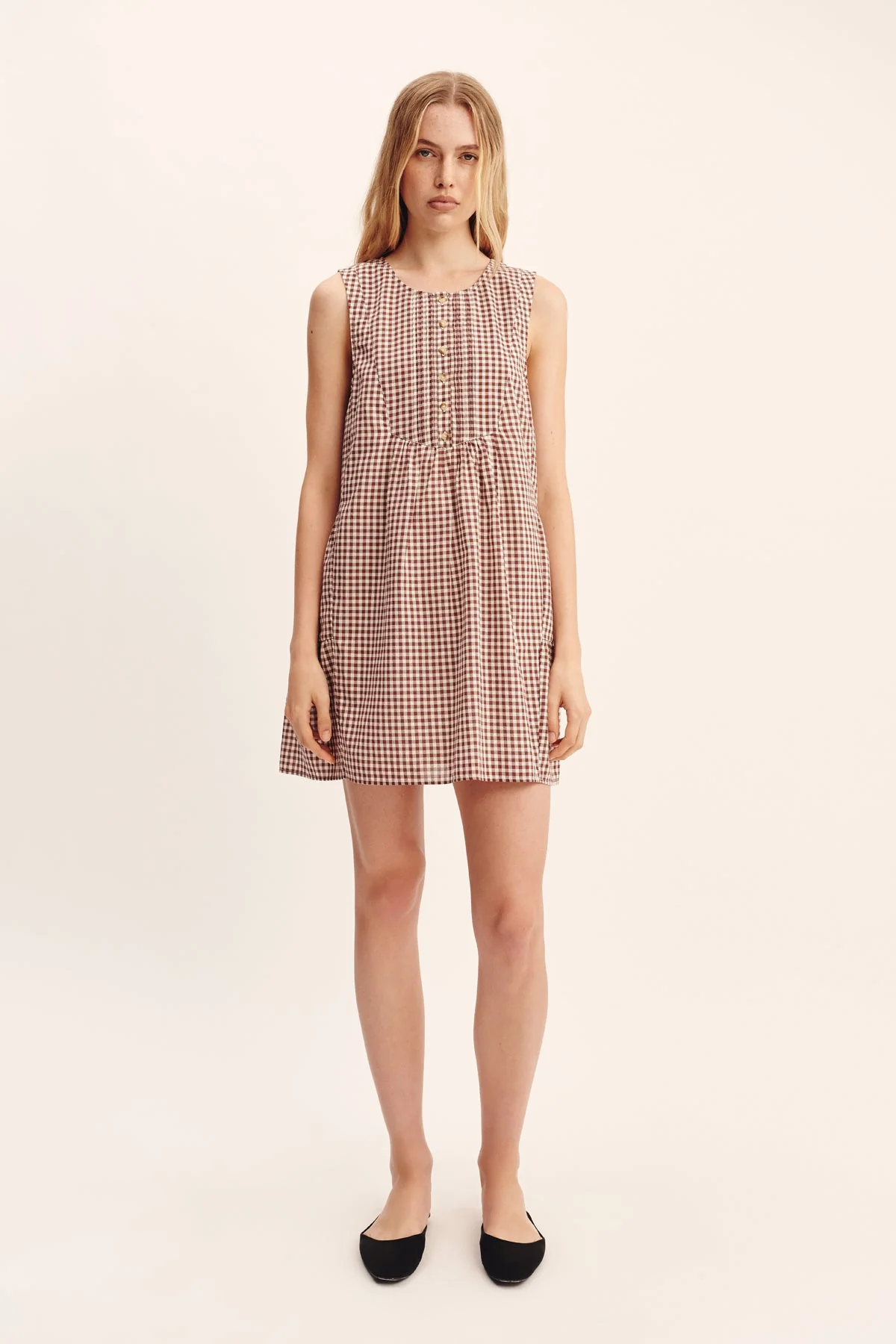 Posse - CALLIE SHIFT DRESS - PETITE MOCHA GINGHAM - Image 6