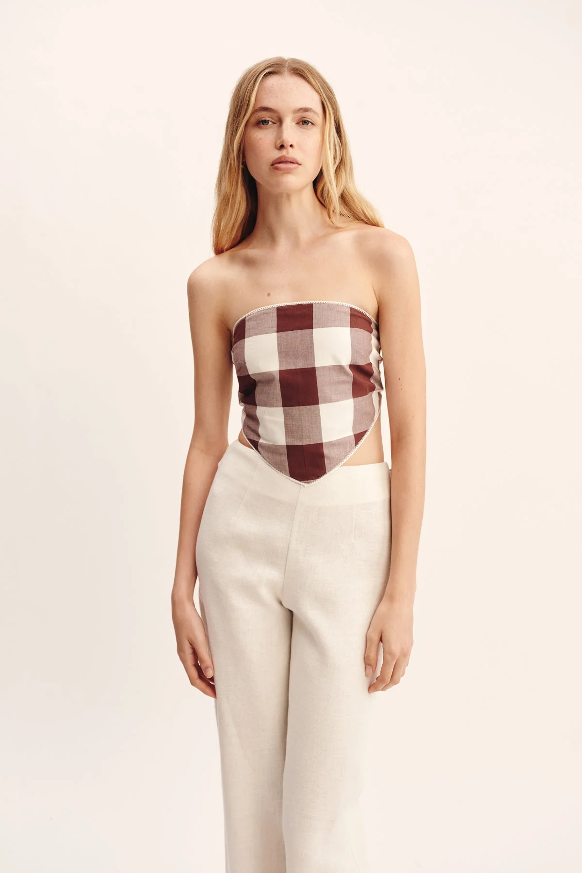 Posse - CALLIE TIE TOP - MOCHA GINGHAM - Image 6