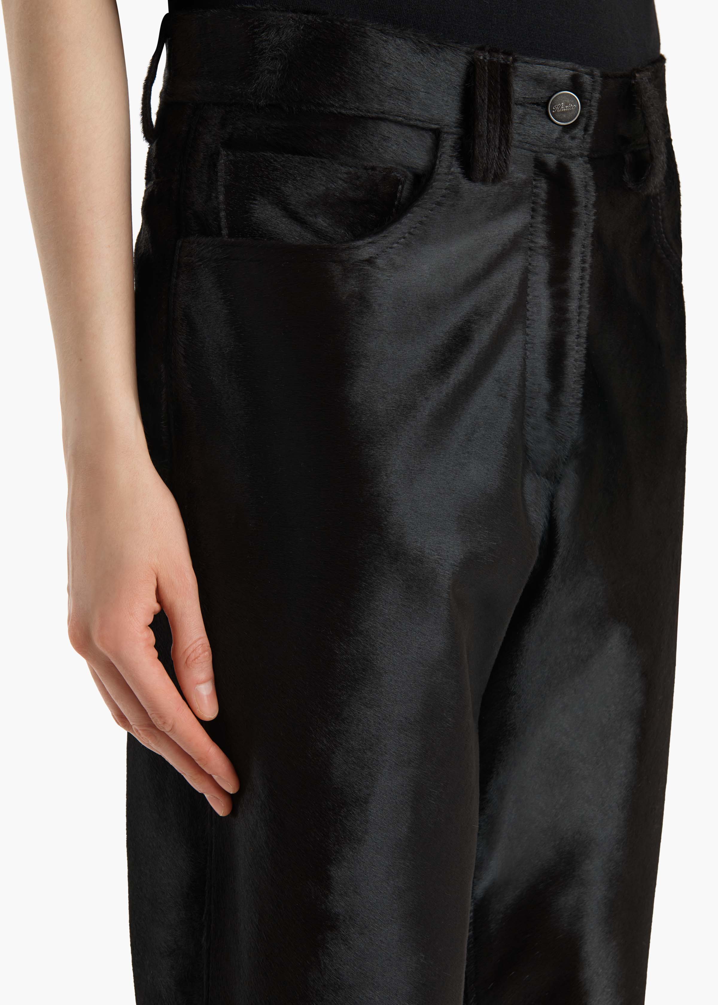 Khaite - Callum Pant in Chocolate Haircalf - Image 13
