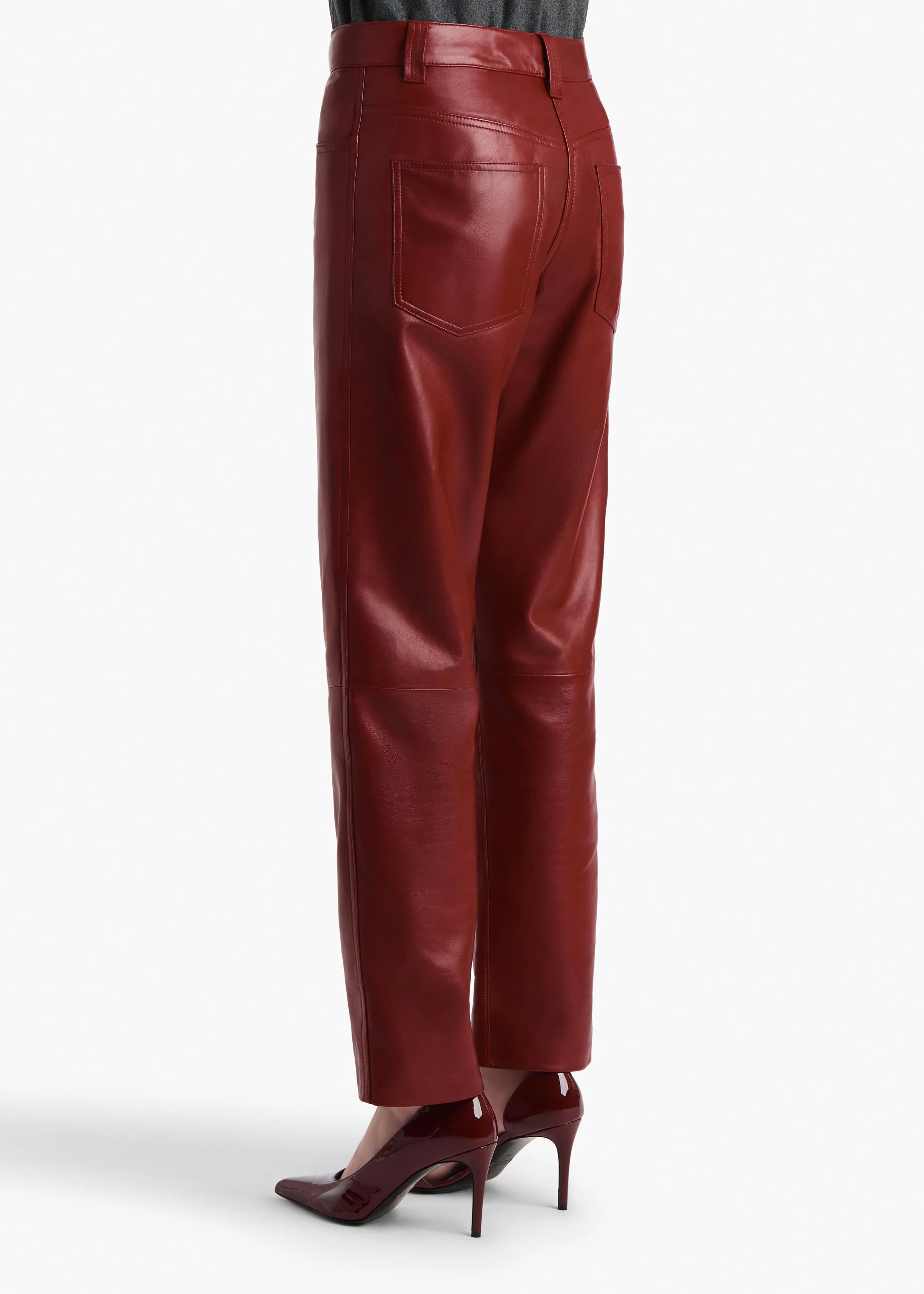 Khaite - Callum Pant in Garnet Leather - Image 4