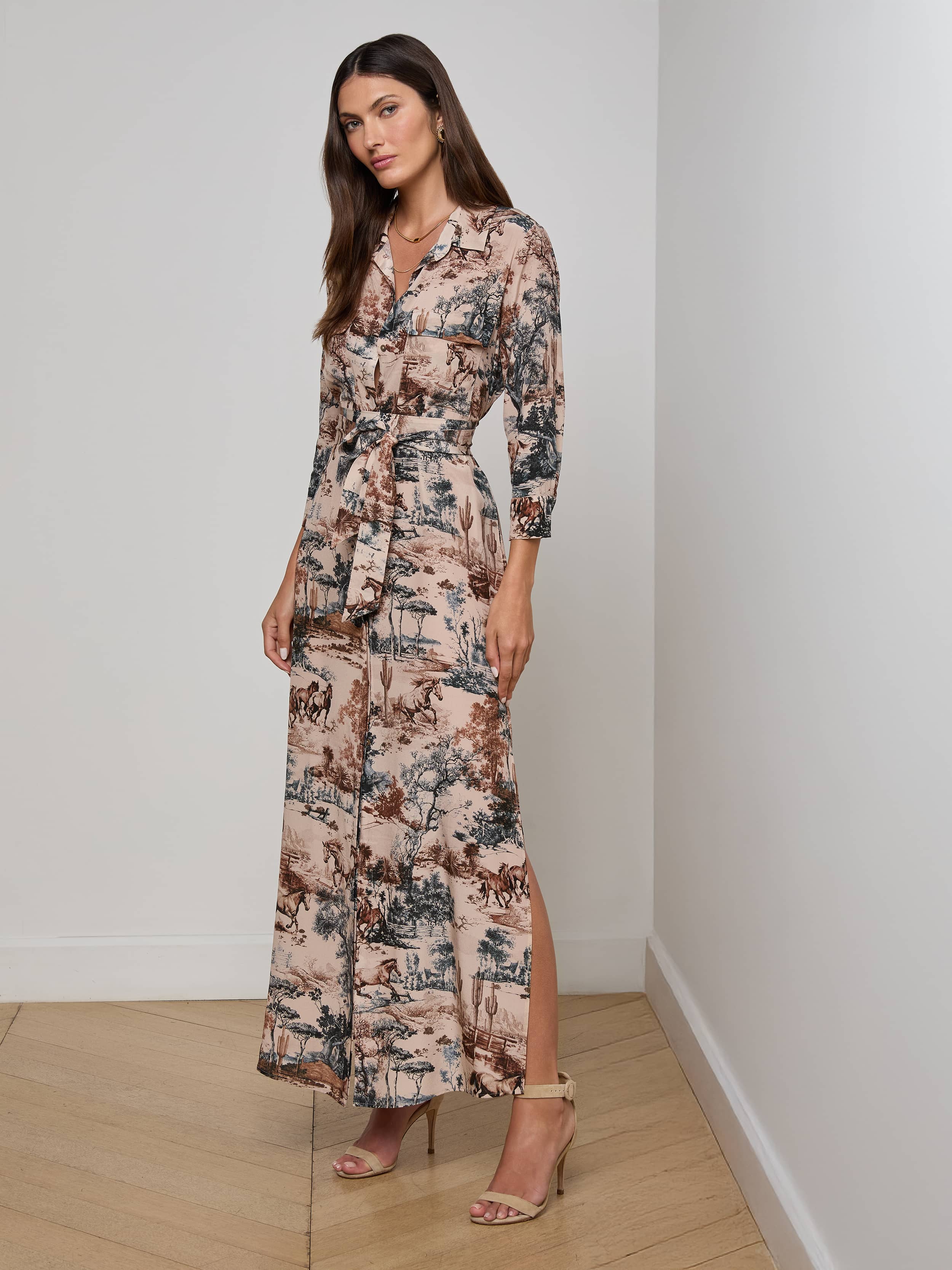 L'AGENCE - Cameron Silk Shirt Dress - Image 7