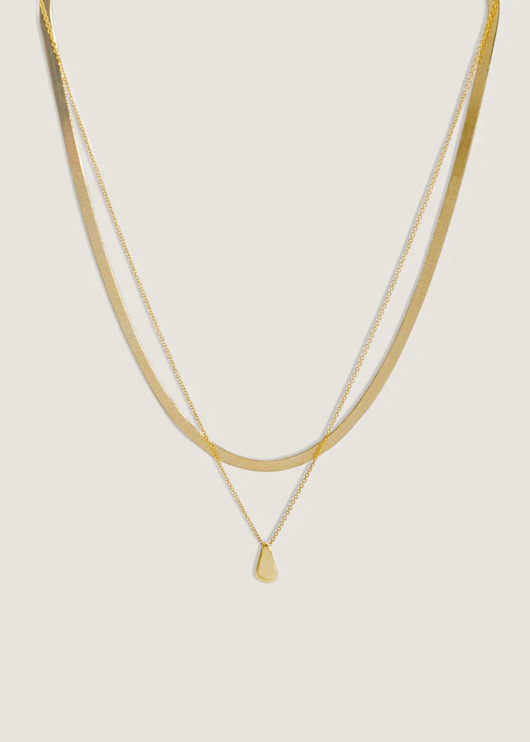 Kinn - Carter Herringbone & Teardrop Necklace Stack