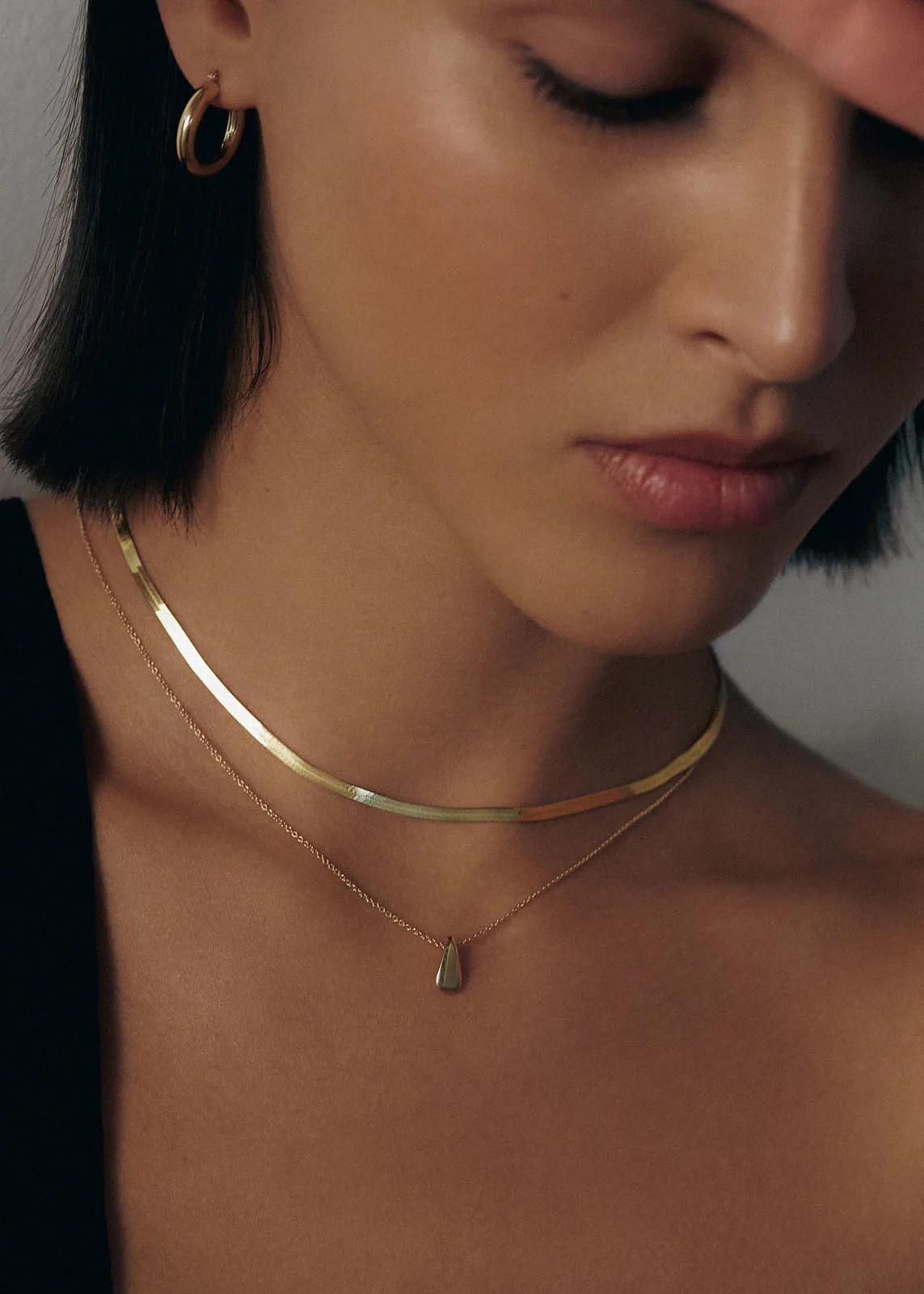 Kinn - Carter Herringbone & Teardrop Necklace Stack - Image 2