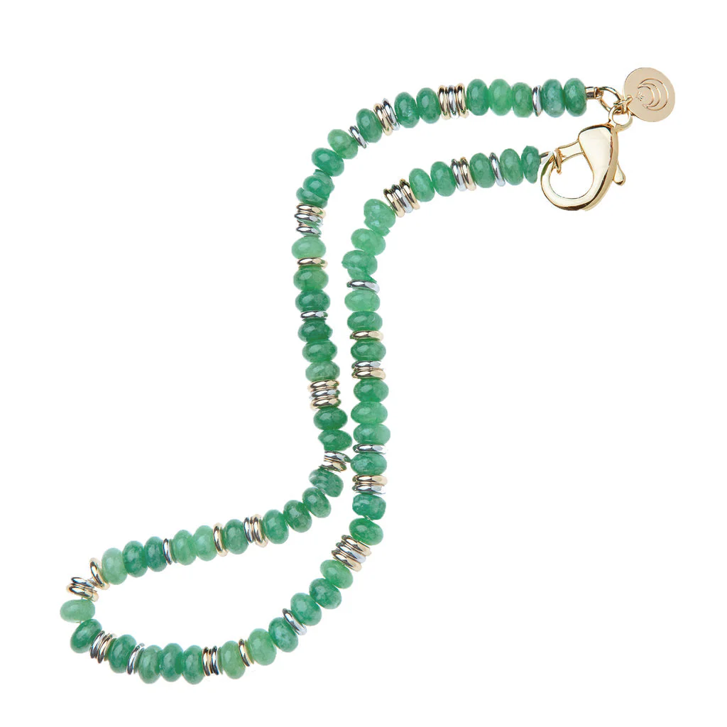 Cartolina - Jane Win Gumdrop Beaded Necklace in Green Jade Silver - Image 2