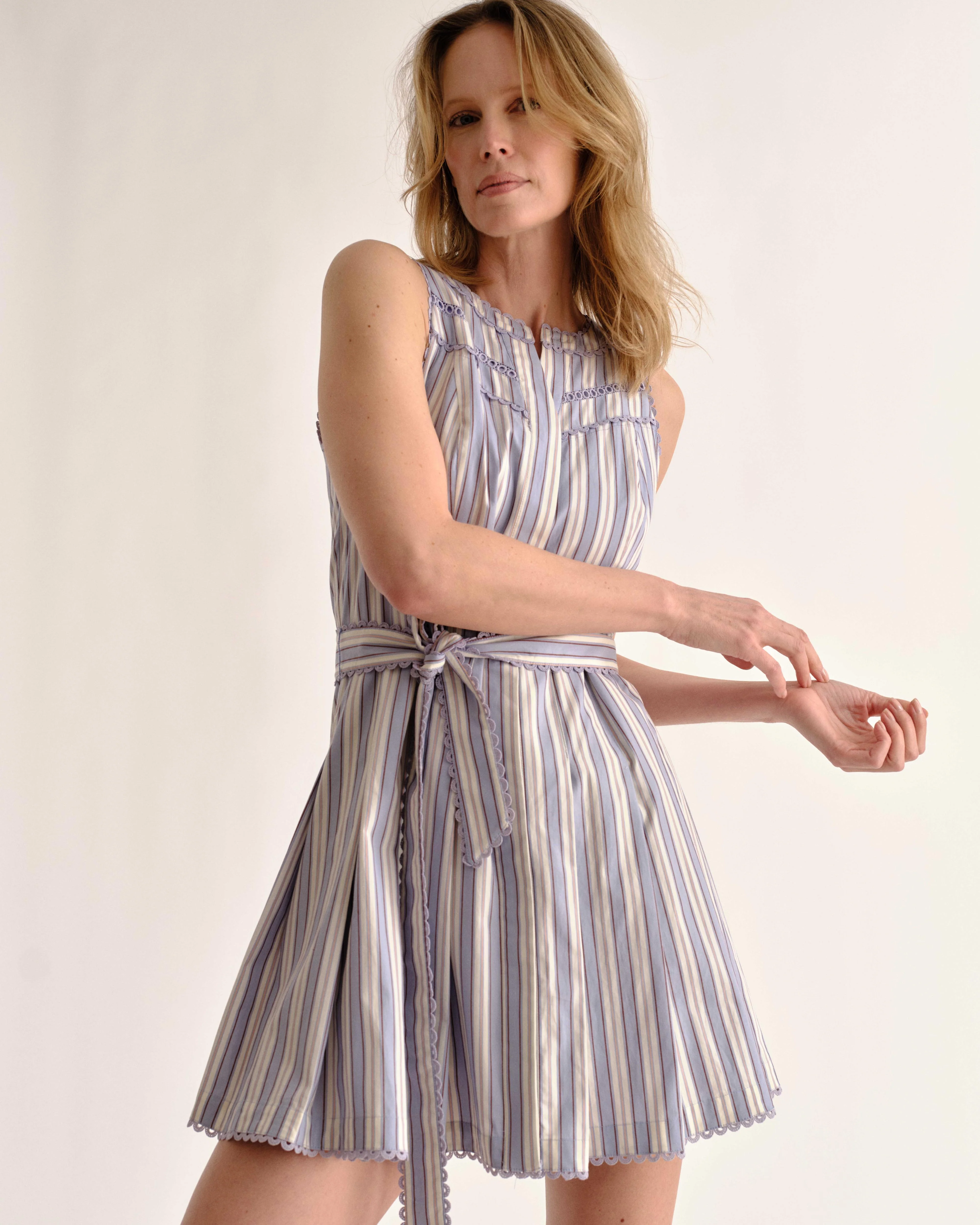 Cartolina - PF26 Hadley Romper - Cartolina Stripe - Pale Blue - Image 6