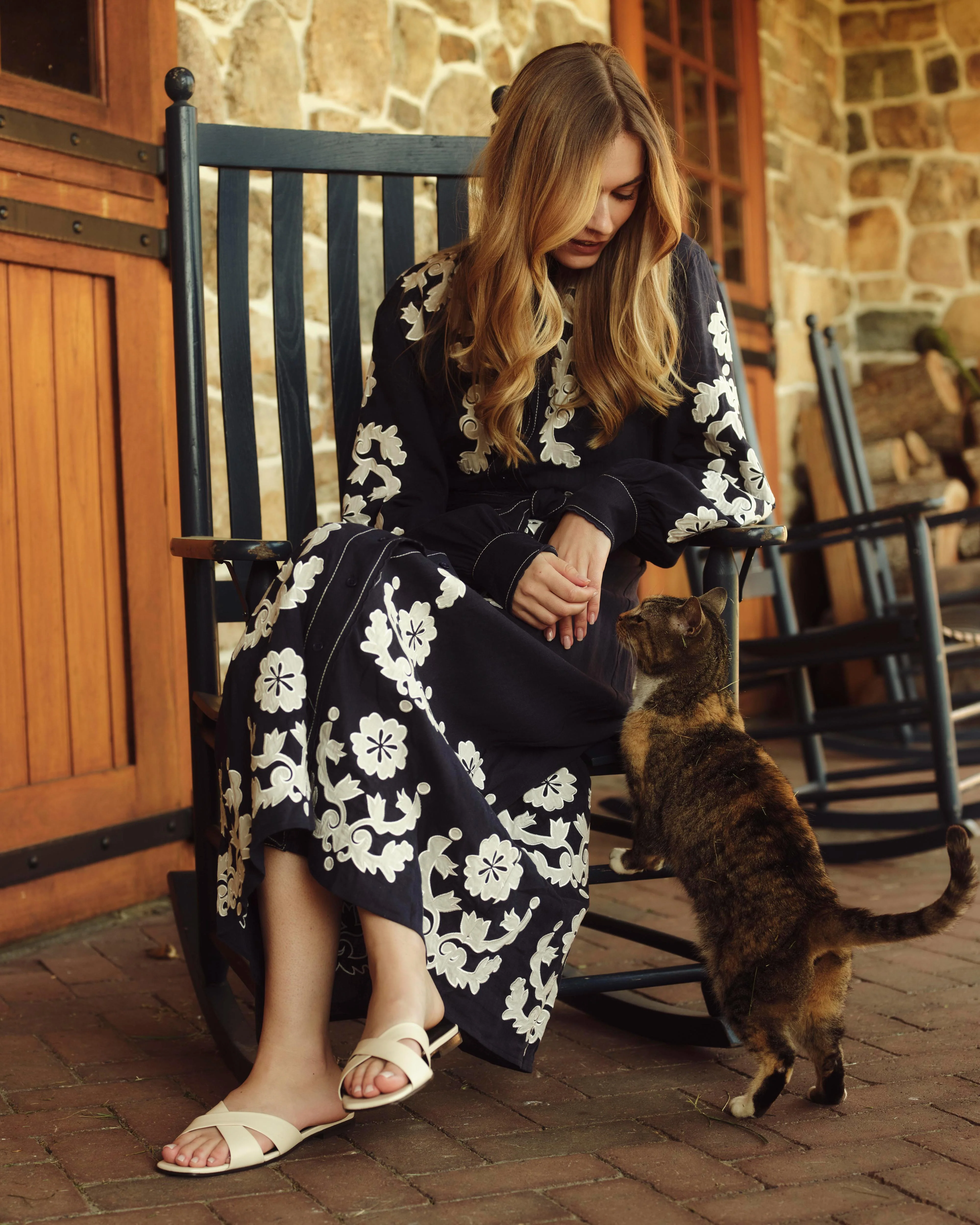 Cartolina - PF26 Ophelia Dress - Navy Prairie Floral Applique - Image 2