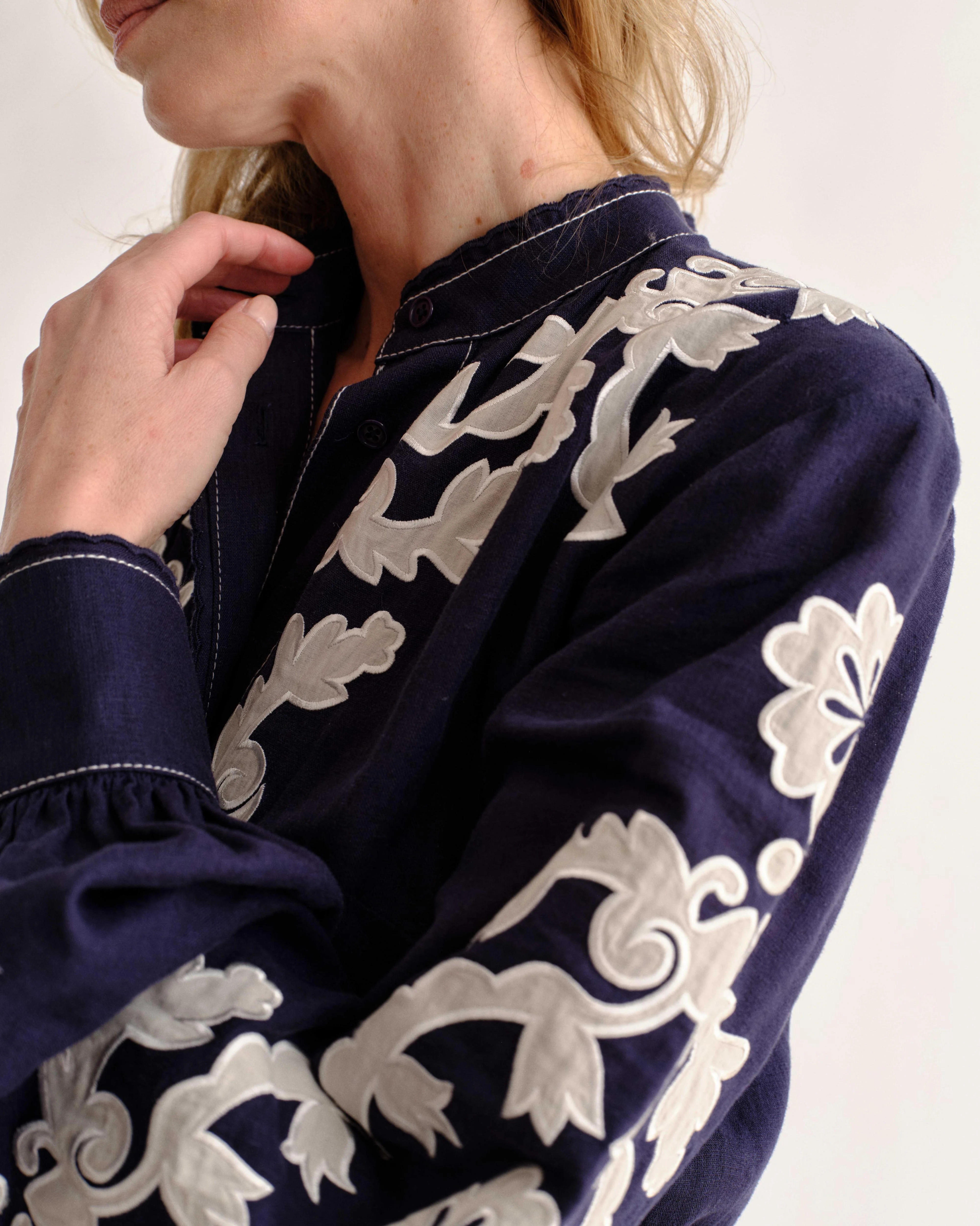 Cartolina - PF26 Ophelia Dress - Navy Prairie Floral Applique - Image 6