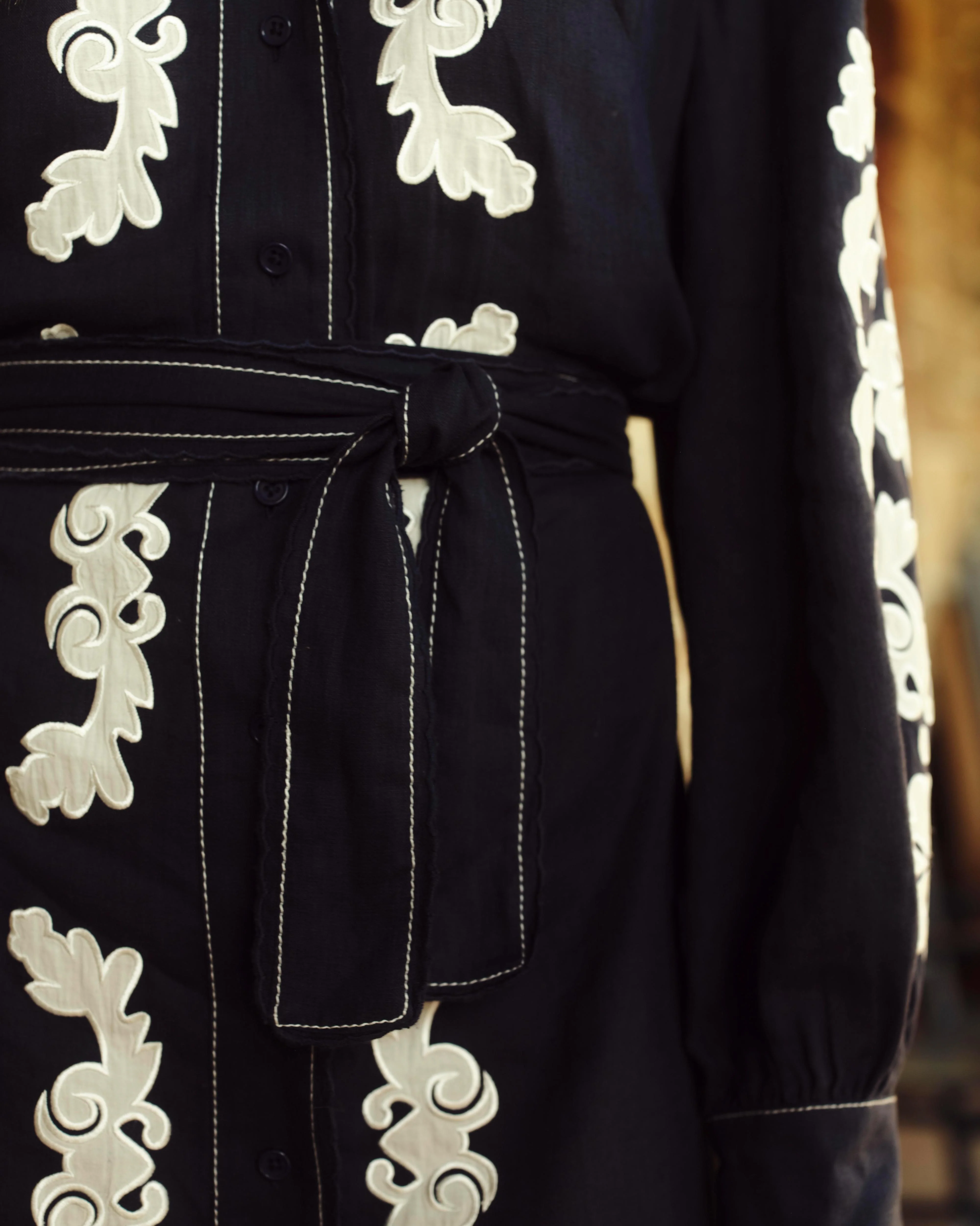 Cartolina - PF26 Ophelia Dress - Navy Prairie Floral Applique - Image 7