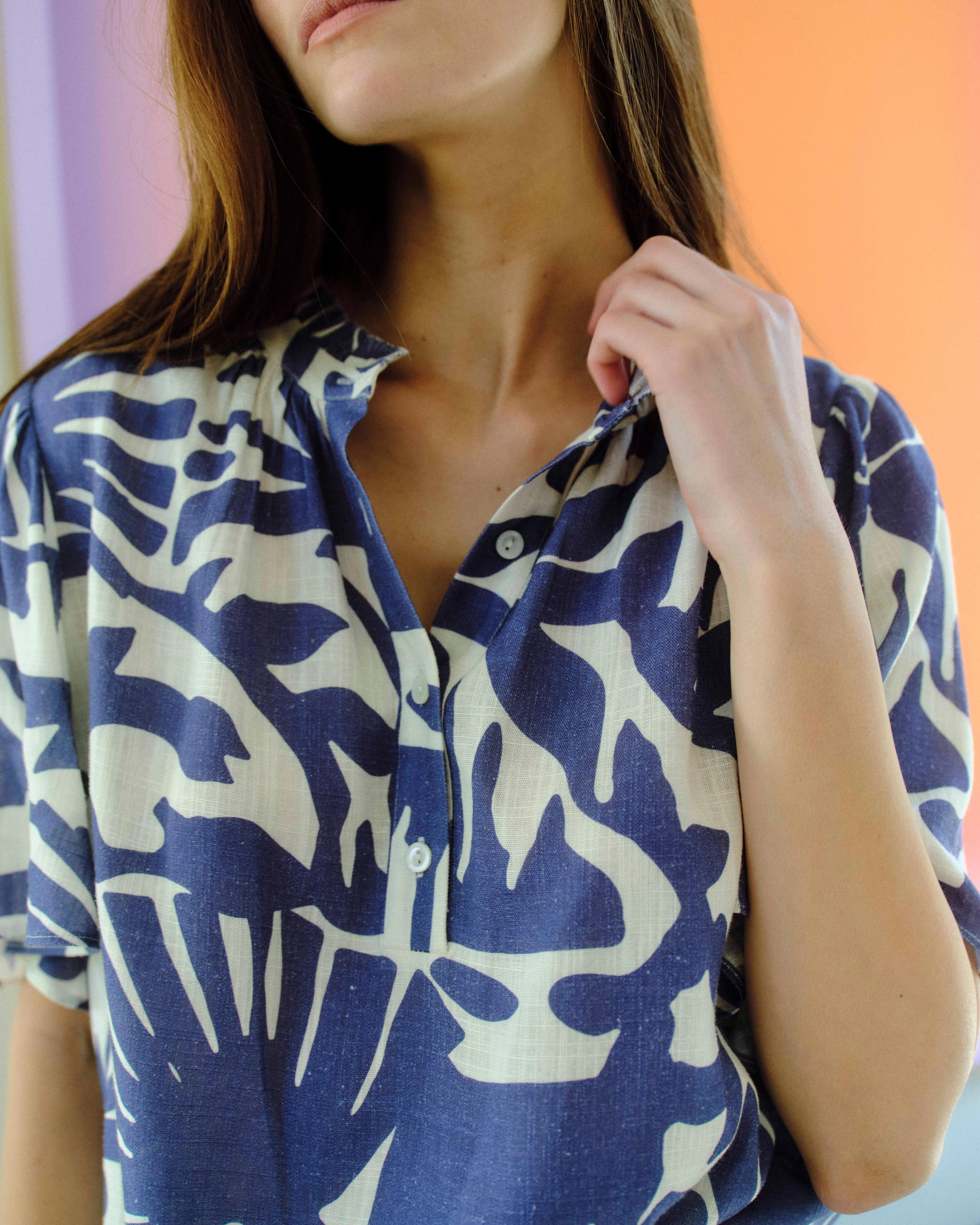 Cartolina - SU26 Emery Top - Parrish Geo Print - Coastal Indigo - Image 4
