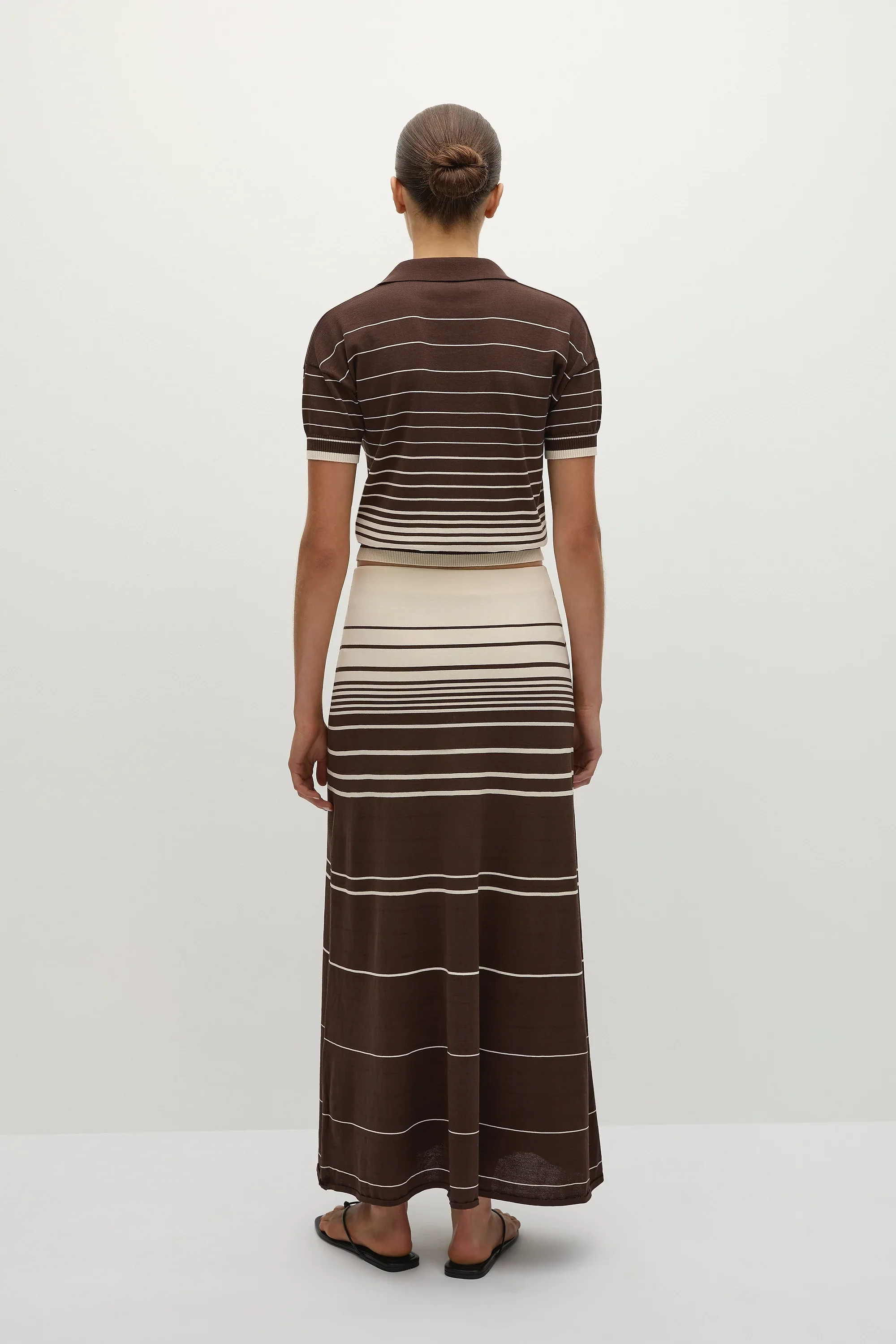 Faithfull - Casia Maxi Skirt Accordion Stripe Brown Beige - Final Sale - Image 6