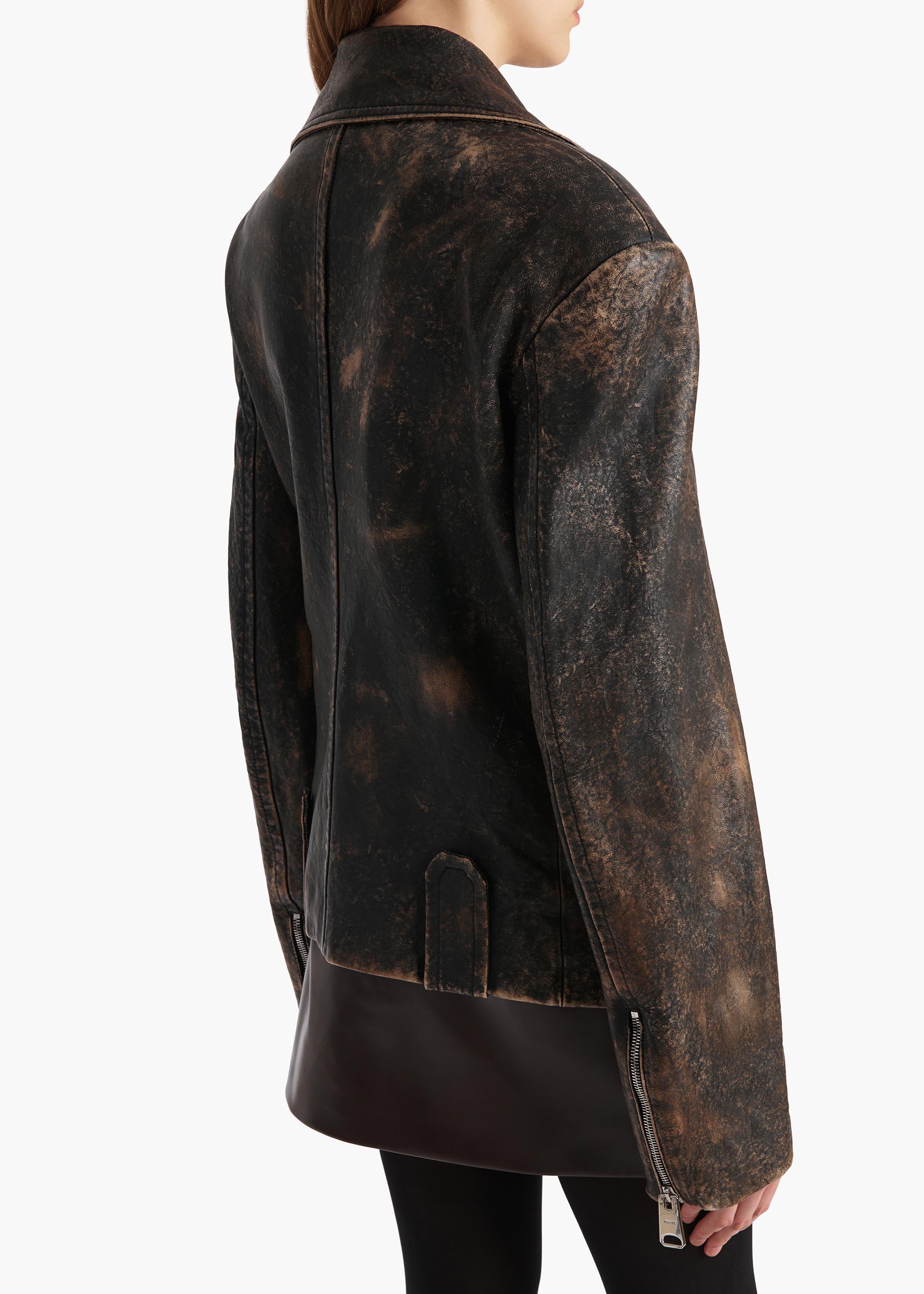 Khaite - Catalina Jacket in Black and Natural Distressed Leather - Image 6