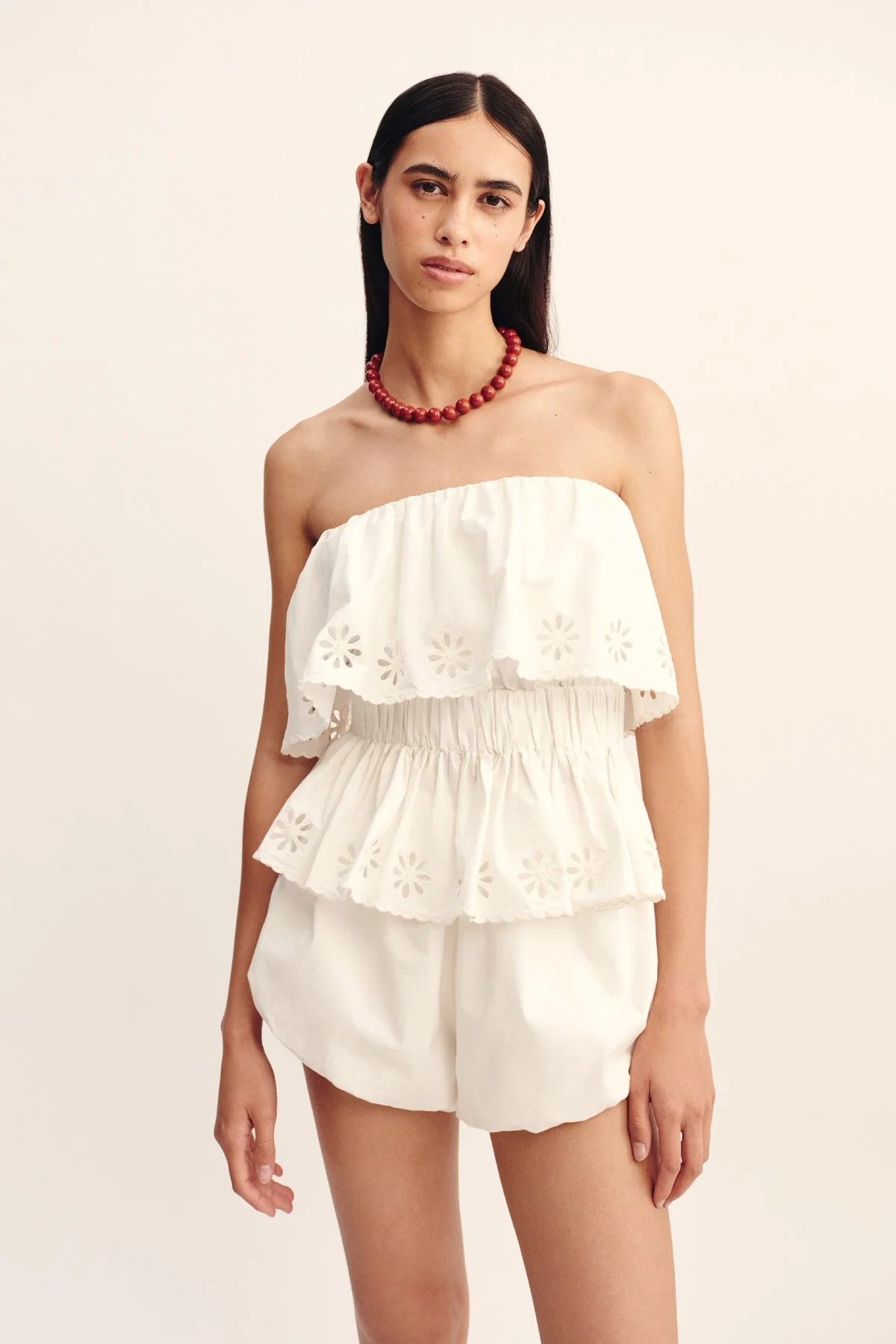 Posse - CECILIA STRAPLESS TOP - VINTAGE WHITE