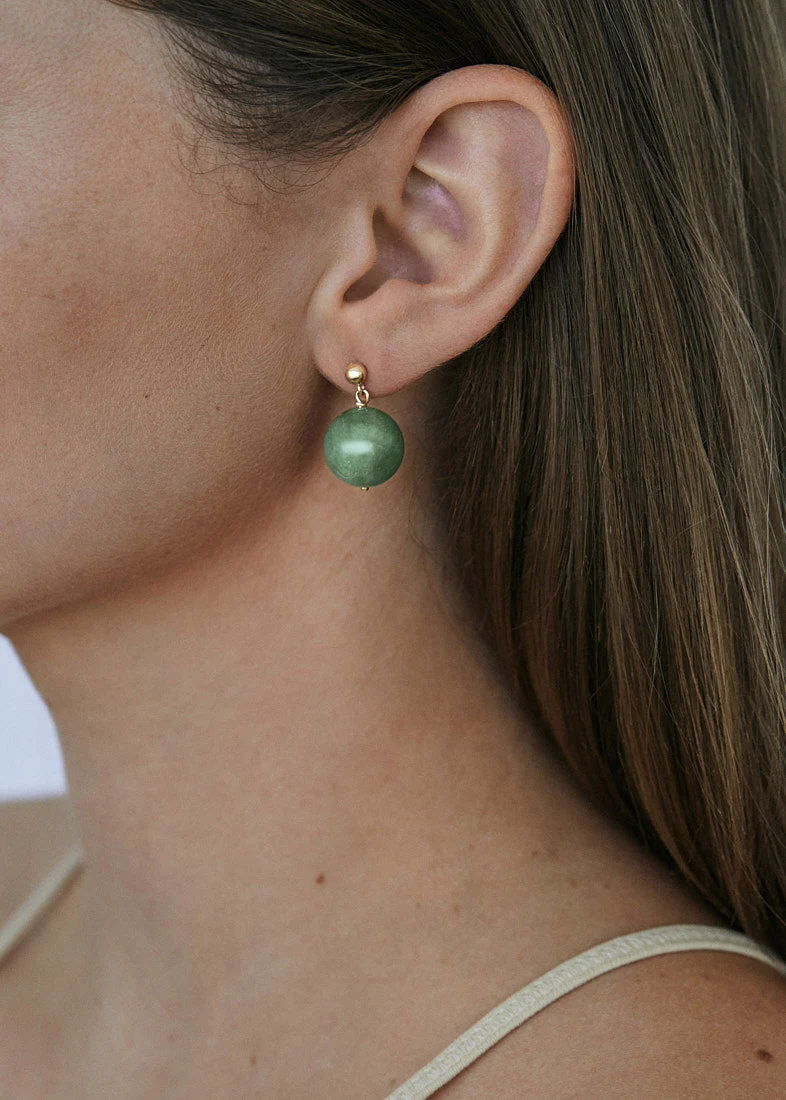 Kinn - Celeste Drop Earrings Green Quartz - Image 3