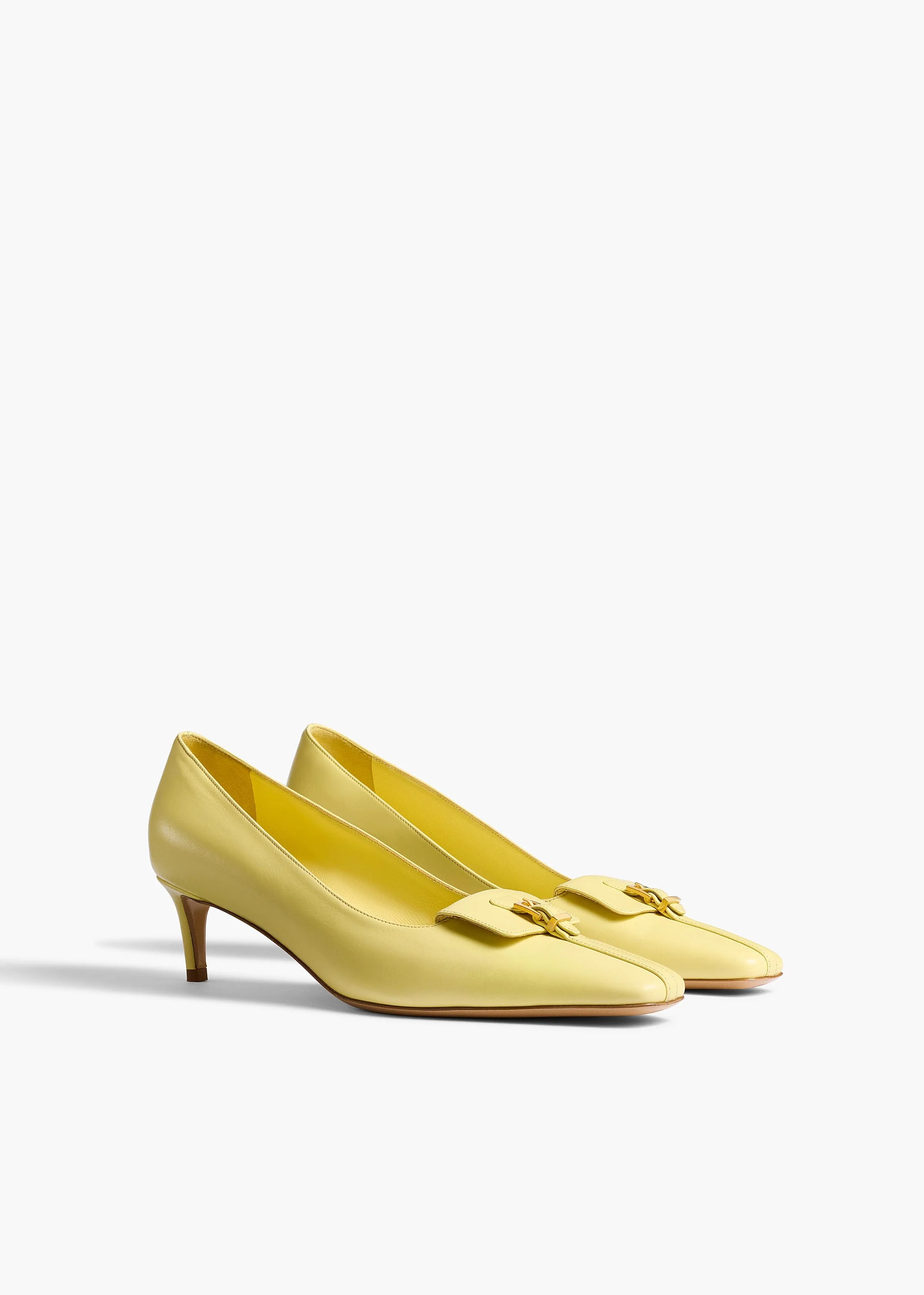 Khaite - Celia Pocket Pump in Pale Yellow Vintage Calf Leather - Image 2