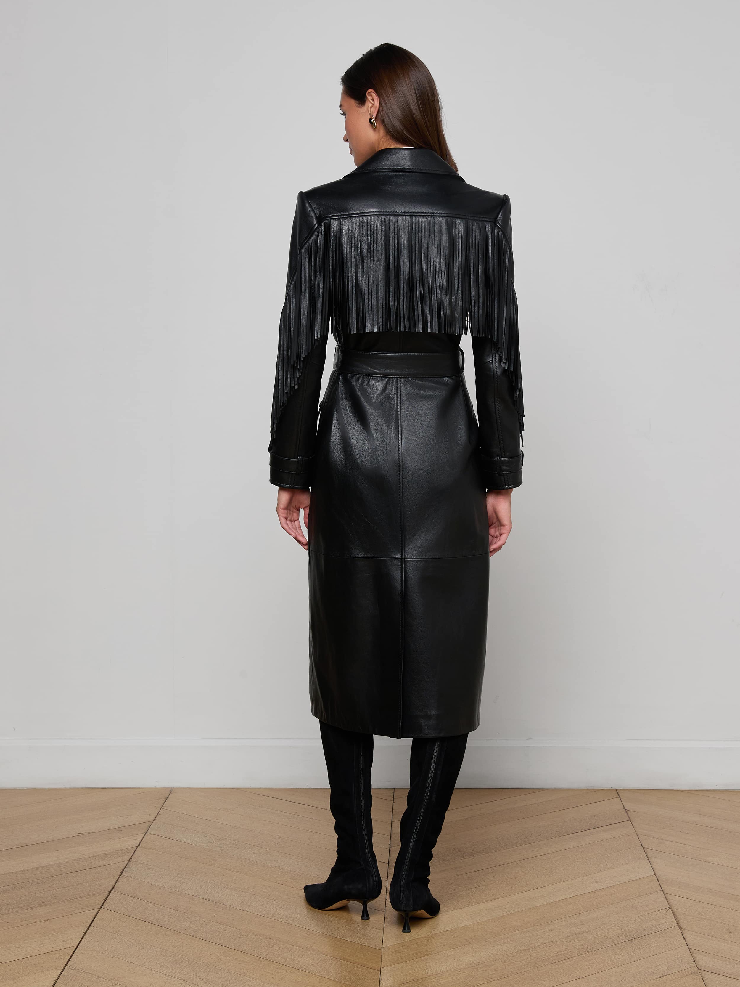 L'AGENCE - Celina Fringed Leather Trench - Image 15