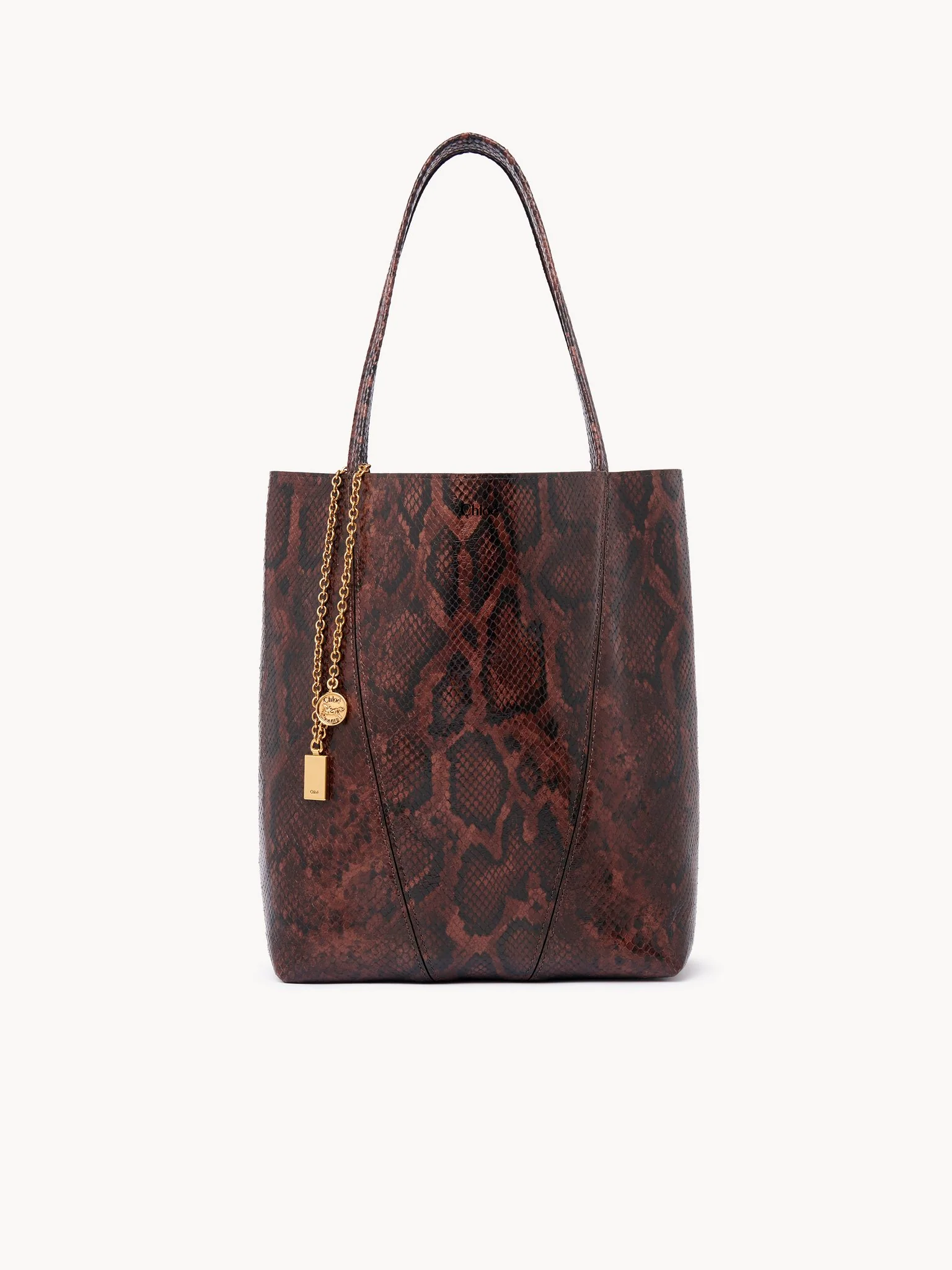 Chloé - Chloé Spin tote bag in python-effect leather - Image 8