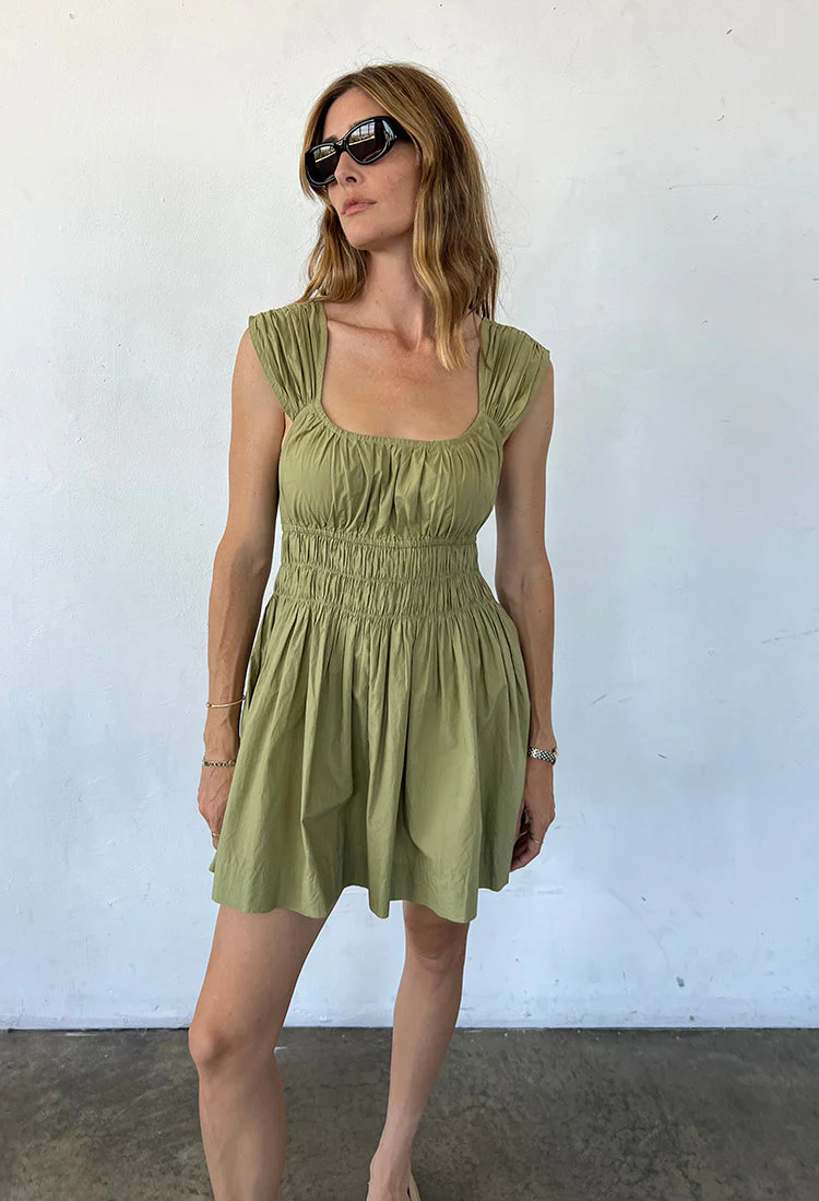 Ciao Lucia - Abella Khaki Washed Cotton Poplin Dress - Image 4
