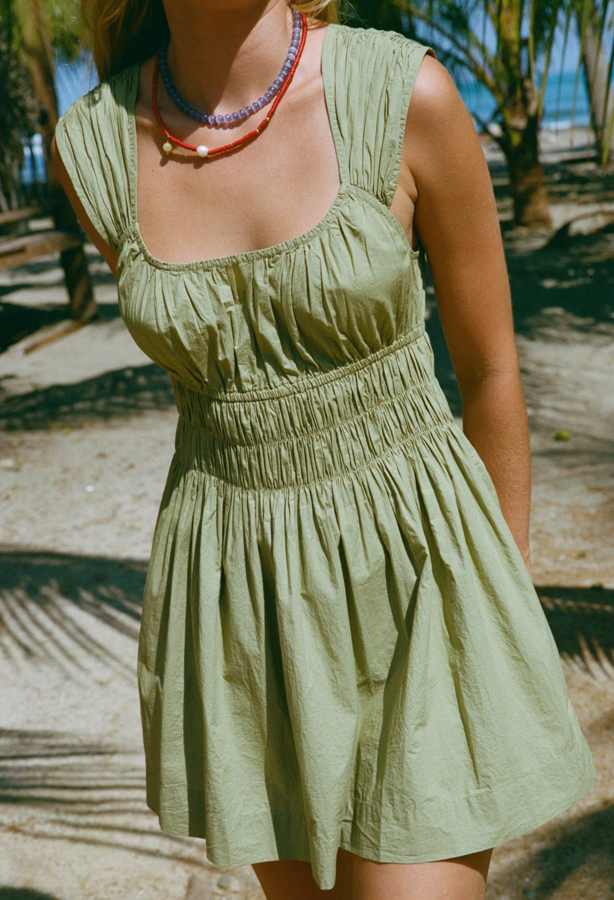 Ciao Lucia - Abella Khaki Washed Cotton Poplin Dress - Image 5