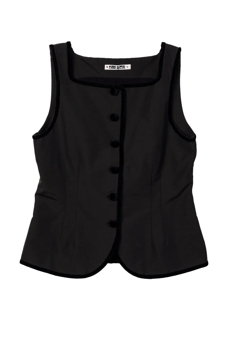 Ciao Lucia - Amira Faille Velvet Trim Sleeveless Top - Image 3