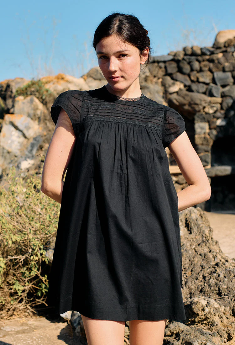 Ciao Lucia - Anabela Black Cotton Mini Dress - Image 3